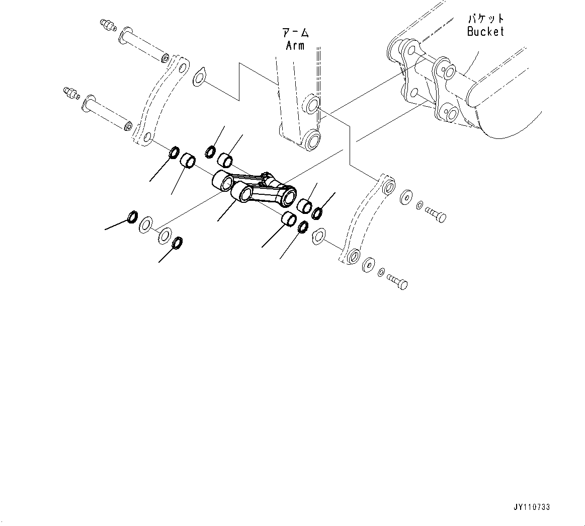 Komatsu parts book diagram for PC33E-6 S/N 2201-UP: ARM UNIT, BUCKET LINK(#2201-)