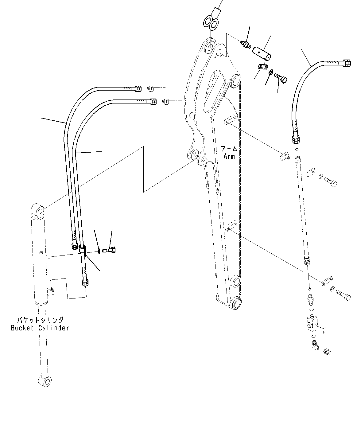 Komatsu parts book diagram for PC33E-6 S/N 2201-UP: ARM UNIT, PIN AND PIPING(#2201-)