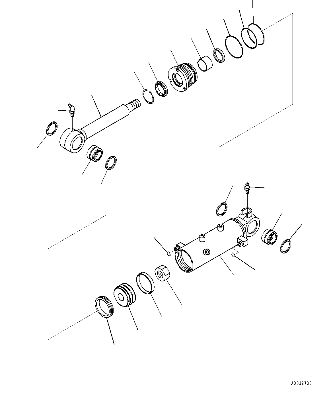 Komatsu parts book diagram for PC33E-6 S/N 2201-UP: BLADE CYLINDER, INNER PARTS, BLADE CYLINDER(#2201-)