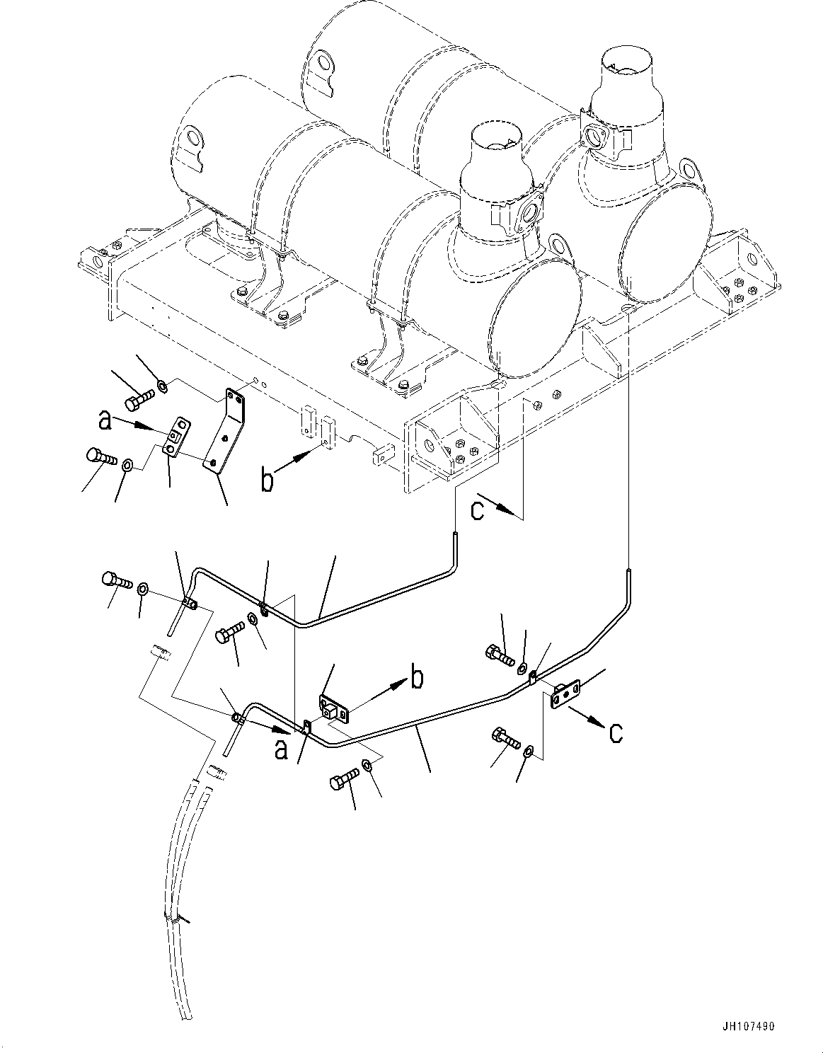 Komatsu parts book diagram for PC2000-11R S/N 31001-UP: EXHAUST PIPE, DRAIN PIPING (1/2)(#30001-)