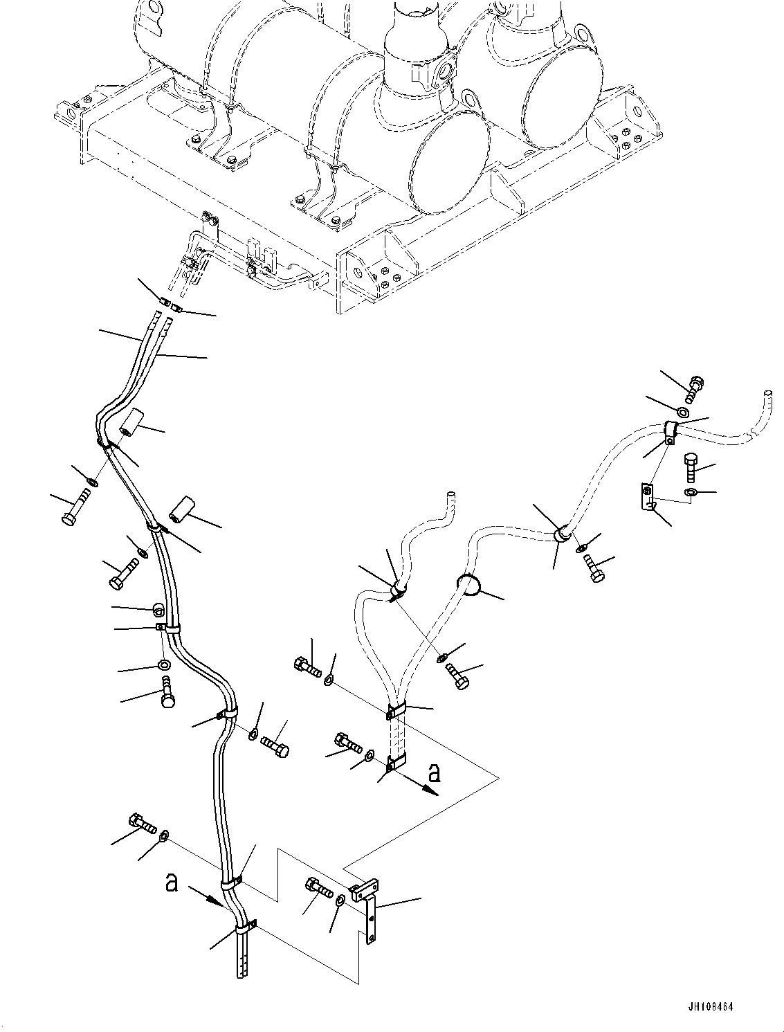 Komatsu parts book diagram for PC2000-11R S/N 31001-UP: EXHAUST PIPE, DRAIN PIPING (2/2)(#30001-)
