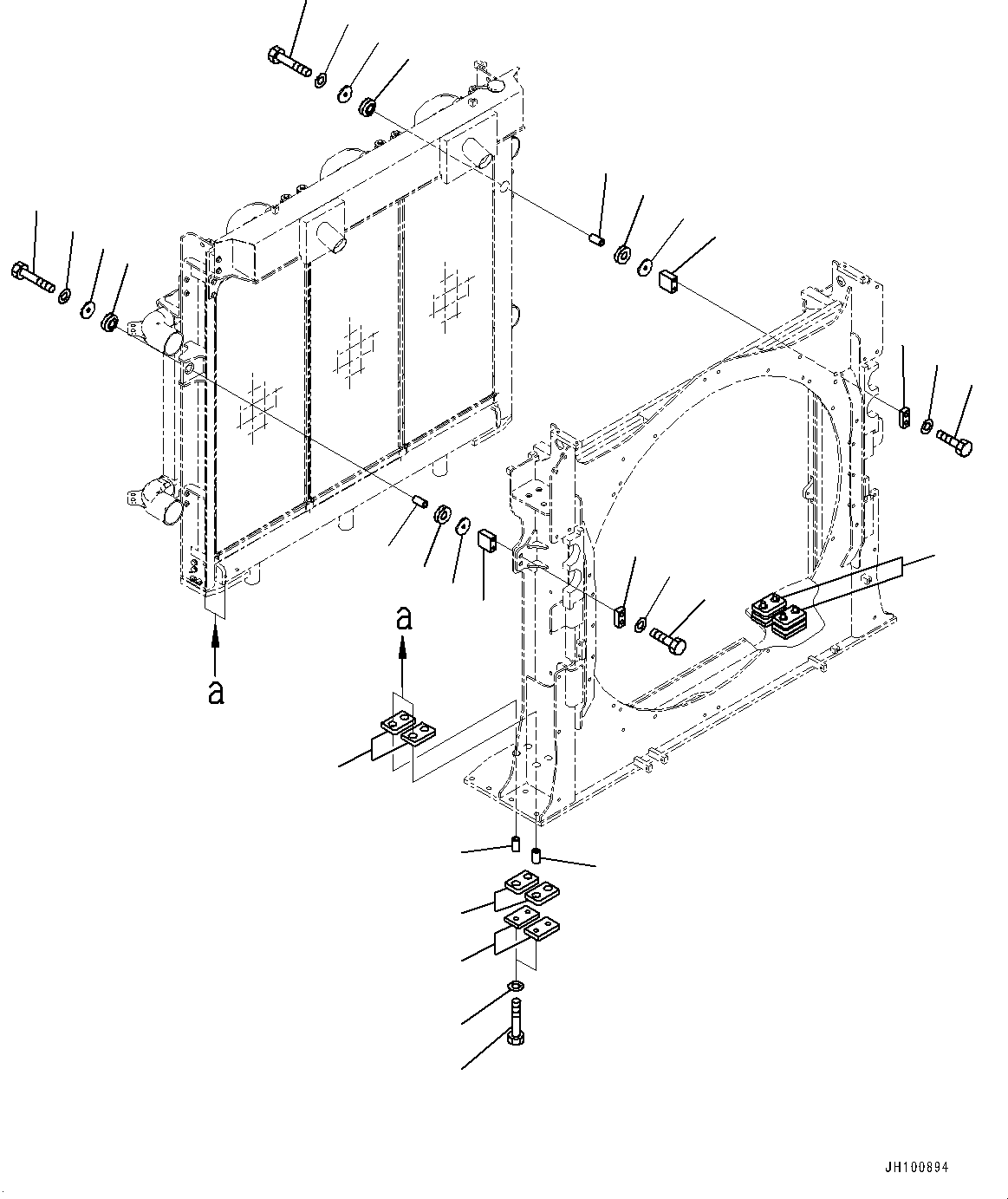 Komatsu parts book diagram for PC2000-11R S/N 31001-UP: COOLING SYSTEM, RADIATOR MOUNTING(#30001-)