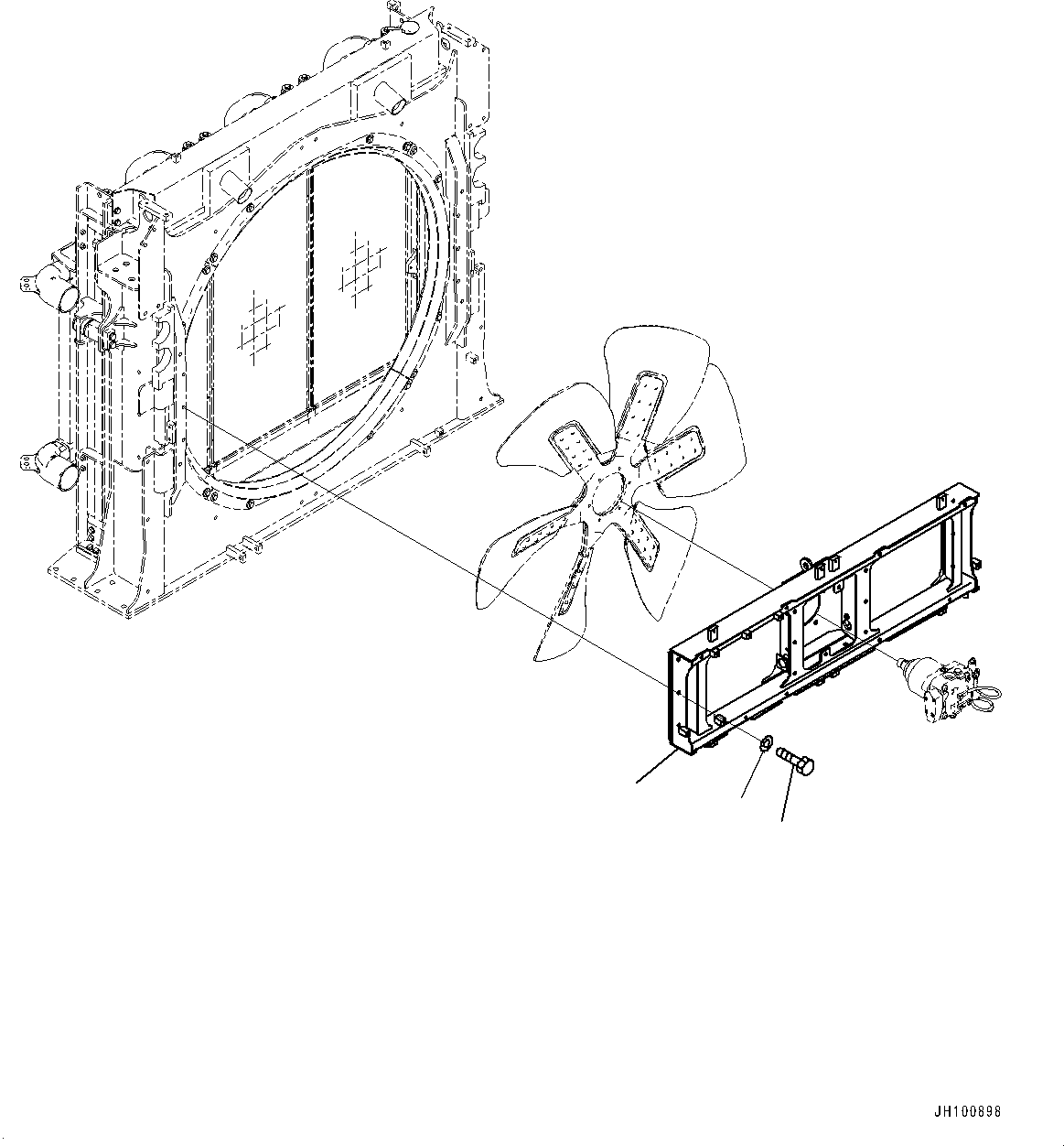 Komatsu parts book diagram for PC2000-11R S/N 31001-UP: COOLING SYSTEM, FAN MOTOR MOUNTING (1/2)(#30001-)