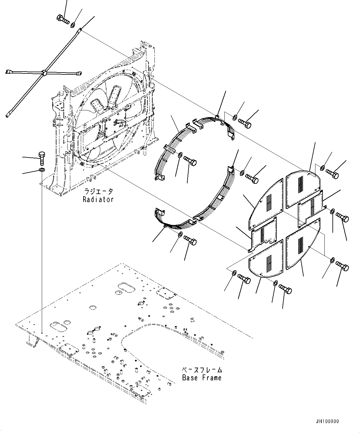 Komatsu parts book diagram for PC2000-11R S/N 31001-UP: COOLING SYSTEM, FAN GUARD (1/2)(#30001-)