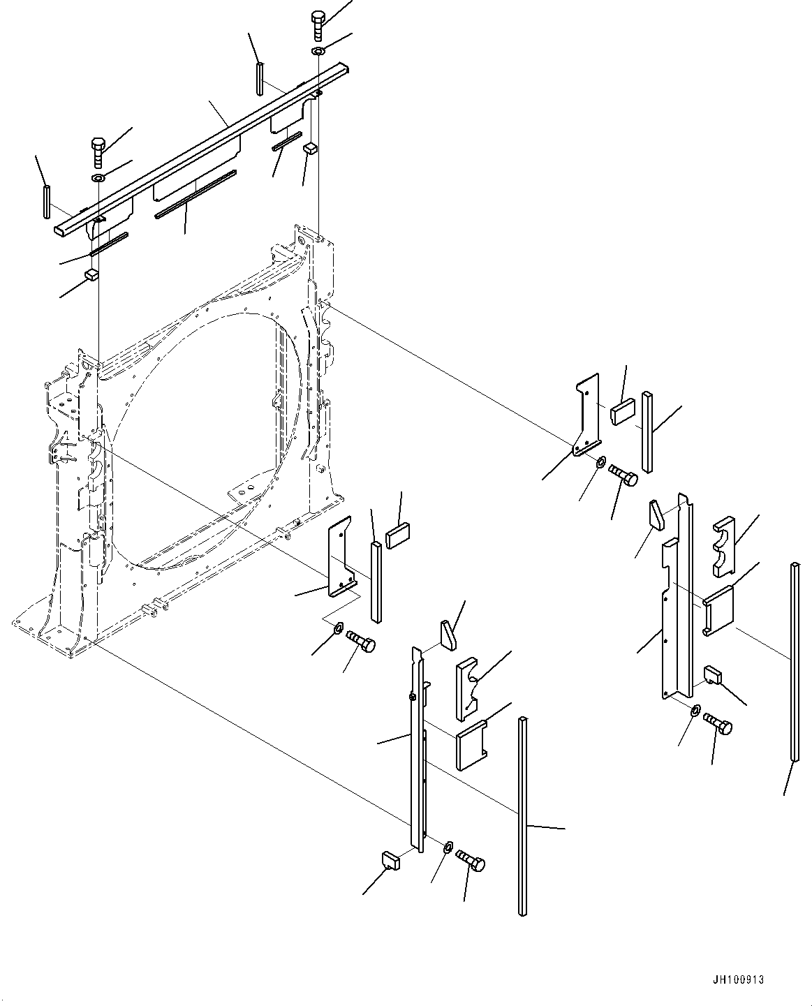 Komatsu parts book diagram for PC2000-11R S/N 31001-UP: COOLING SYSTEM, WIND BRAKE (1/2)(#30001-)
