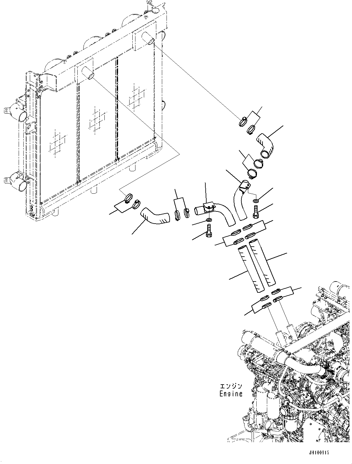 Komatsu parts book diagram for PC2000-11R S/N 31001-UP: COOLING SYSTEM, UPPER PIPING(#30001-)
