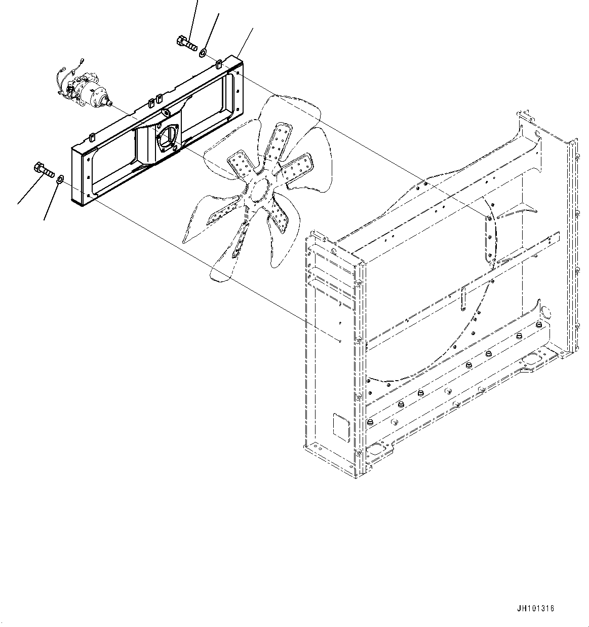 Komatsu parts book diagram for PC2000-11R S/N 31001-UP: COOLING SYSTEM, FAN MOTOR MOUNTING (2/2) (OIL AND COOLANT SIDE)(#30001-)