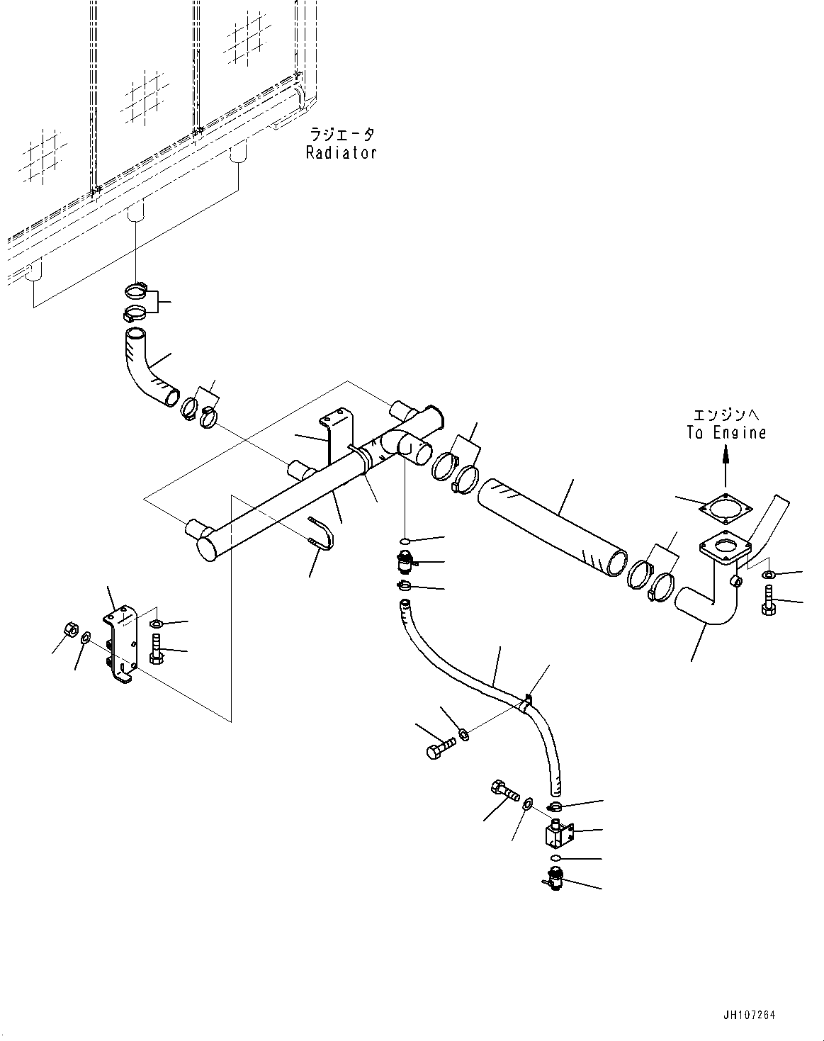 Komatsu parts book diagram for PC2000-11R S/N 31001-UP: COOLING SYSTEM, LOWER PIPING(#30001-)