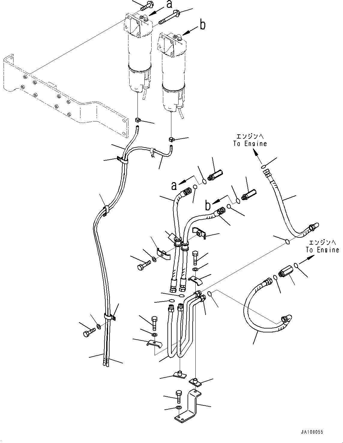 Komatsu parts book diagram for PC2000-11R S/N 31001-UP: FUEL PIPING, POWER CONTAINER FUEL SUPPLY PIPING (2/2)(#30001-)
