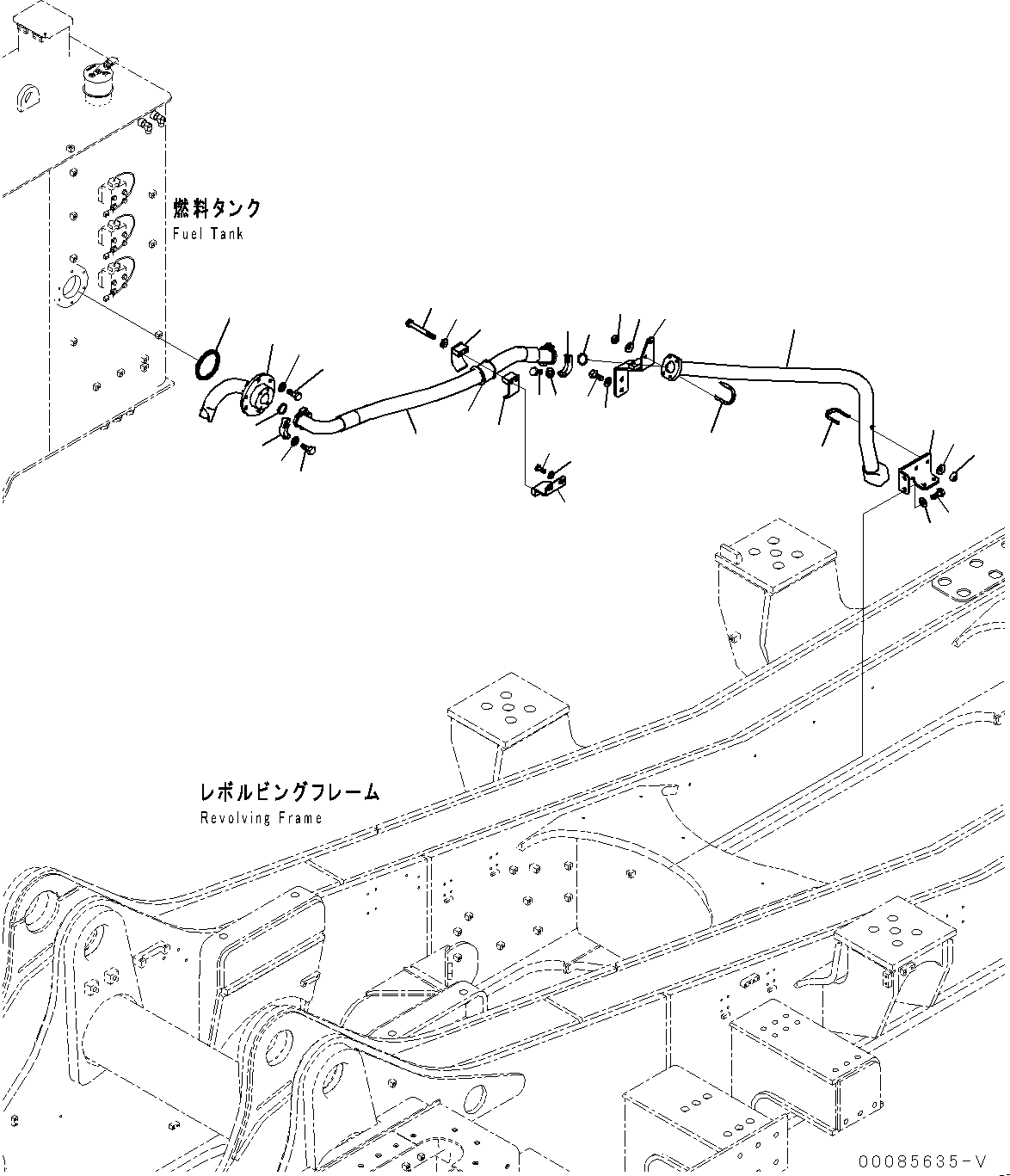 Komatsu parts book diagram for PC2000-11R S/N 31001-UP: FUEL PIPING, FUEL PIPING, SERVICE CENTER(#30001-)