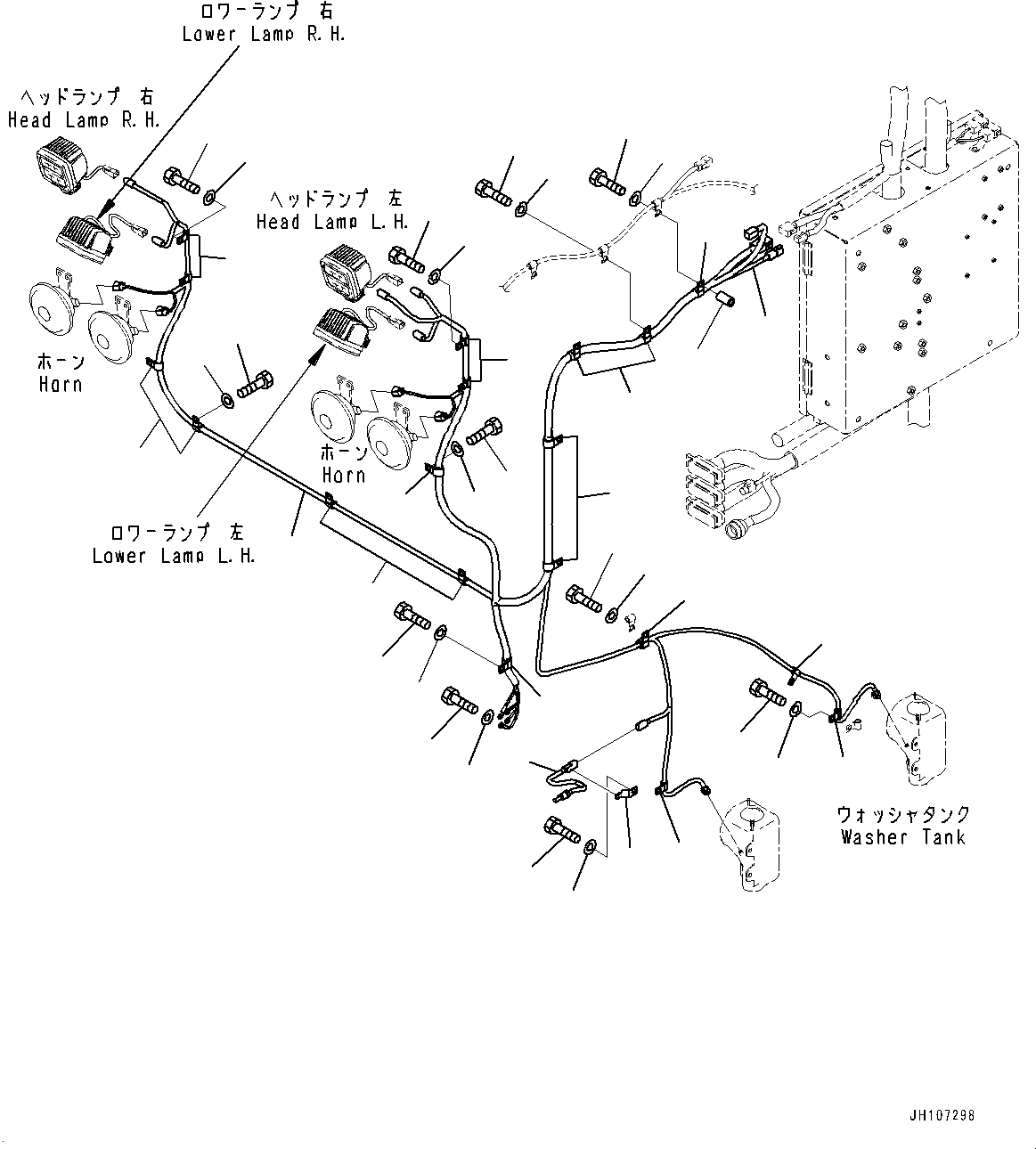 Komatsu parts book diagram for PC2000-11R S/N 31001-UP: ELECTRIC WIRING HARNESS, CAB BASE, WIRING HARNESS AND CLIP, WORKING LAMP SIDE(#30001-)