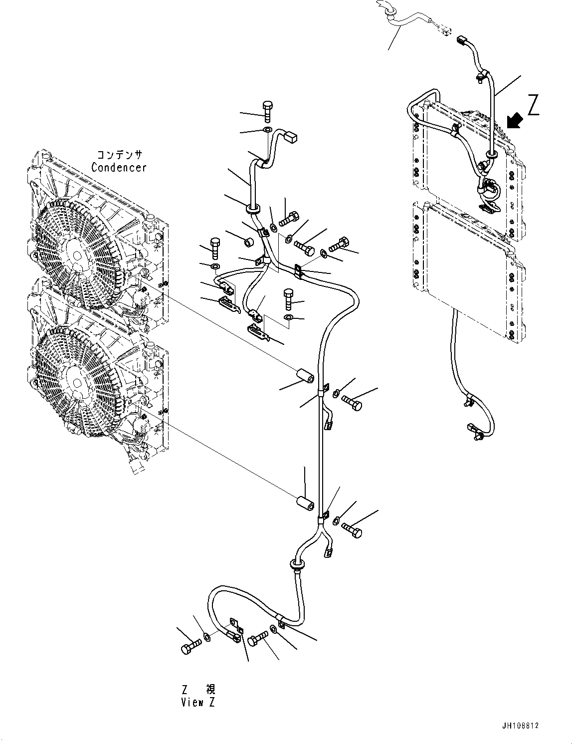 Komatsu parts book diagram for PC2000-11R S/N 31001-UP: ELECTRIC WIRING HARNESS, CONDENSER MOUNTING(#30001-)