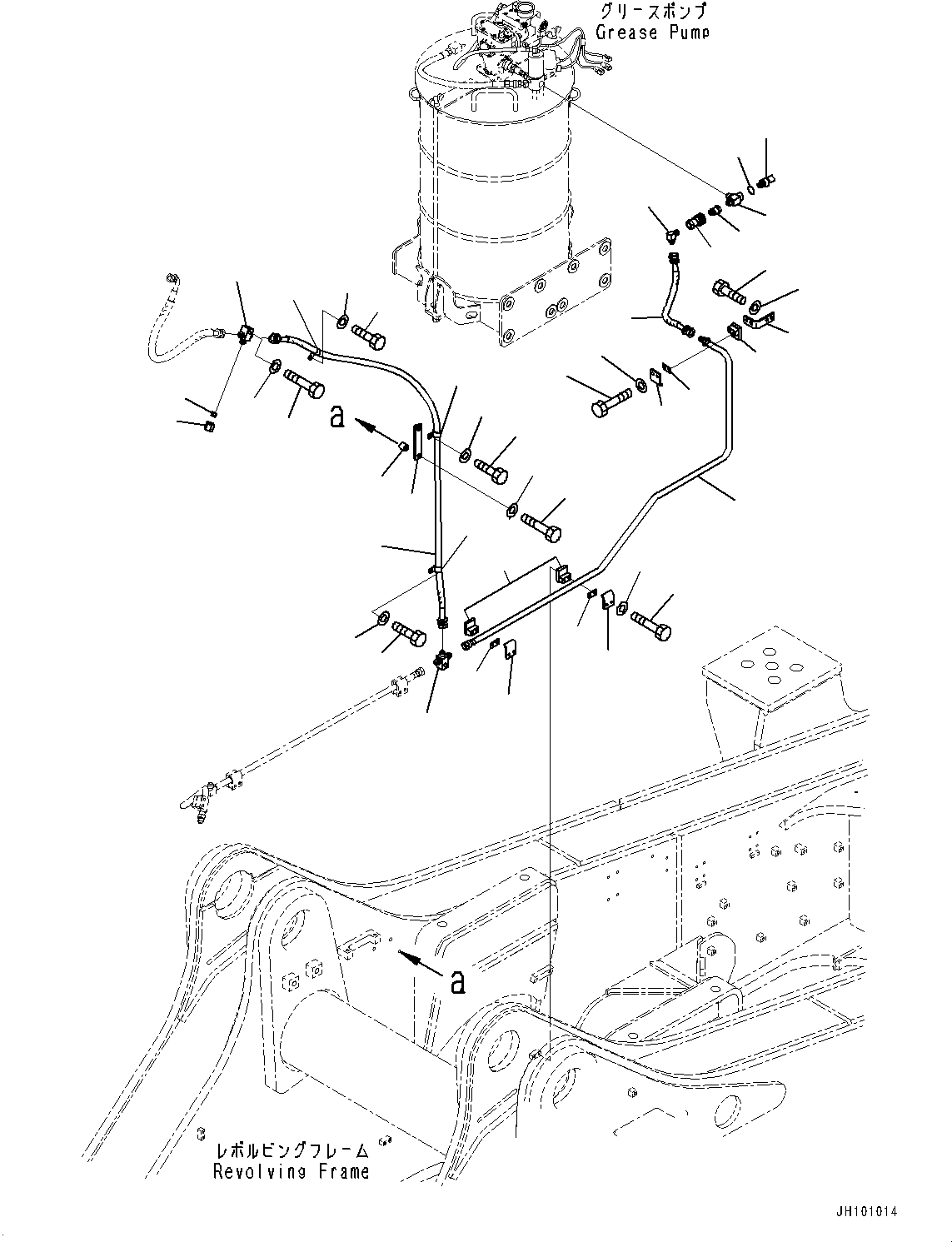 Komatsu parts book diagram for PC2000-11R S/N 31001-UP: AUTO-GREASING SYSTEM, LUBRICATION PIPING (1/4)(#30001-)