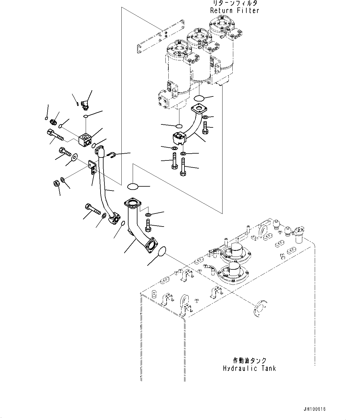 Komatsu parts book diagram for PC2000-11R S/N 31001-UP: HYDRAULIC TANK, TUBE (1/2)(#30001-)