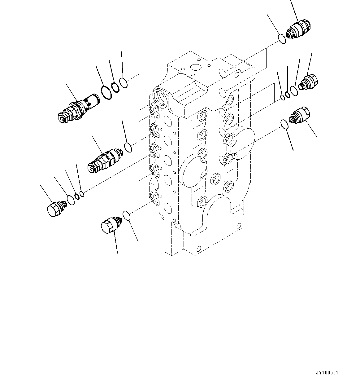 Komatsu parts book diagram for PC2000-11R S/N 31001-UP: CONTROL VALVE, 10-SPOOL (16/18) (LOADING SHOVEL, BOTTOM DUMP TYPE) (R.H.)(#30001-)