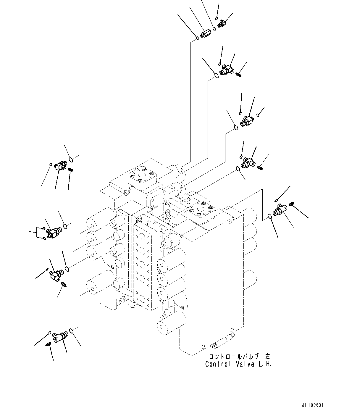 Komatsu parts book diagram for PC2000-11R S/N 31001-UP: CONTROL VALVE, JOINT PARTS, L.H. (2/2)(#30001-)