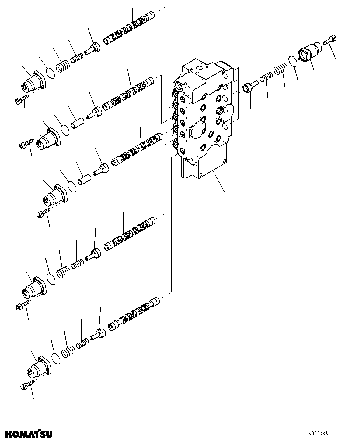 Komatsu parts book diagram for PC2000-11R S/N 31001-UP: CONTROL VALVE, 10-SPOOL (10/18) (LOADING SHOVEL, BOTTOM DUMP TYPE) (R.H.)(#30001-)