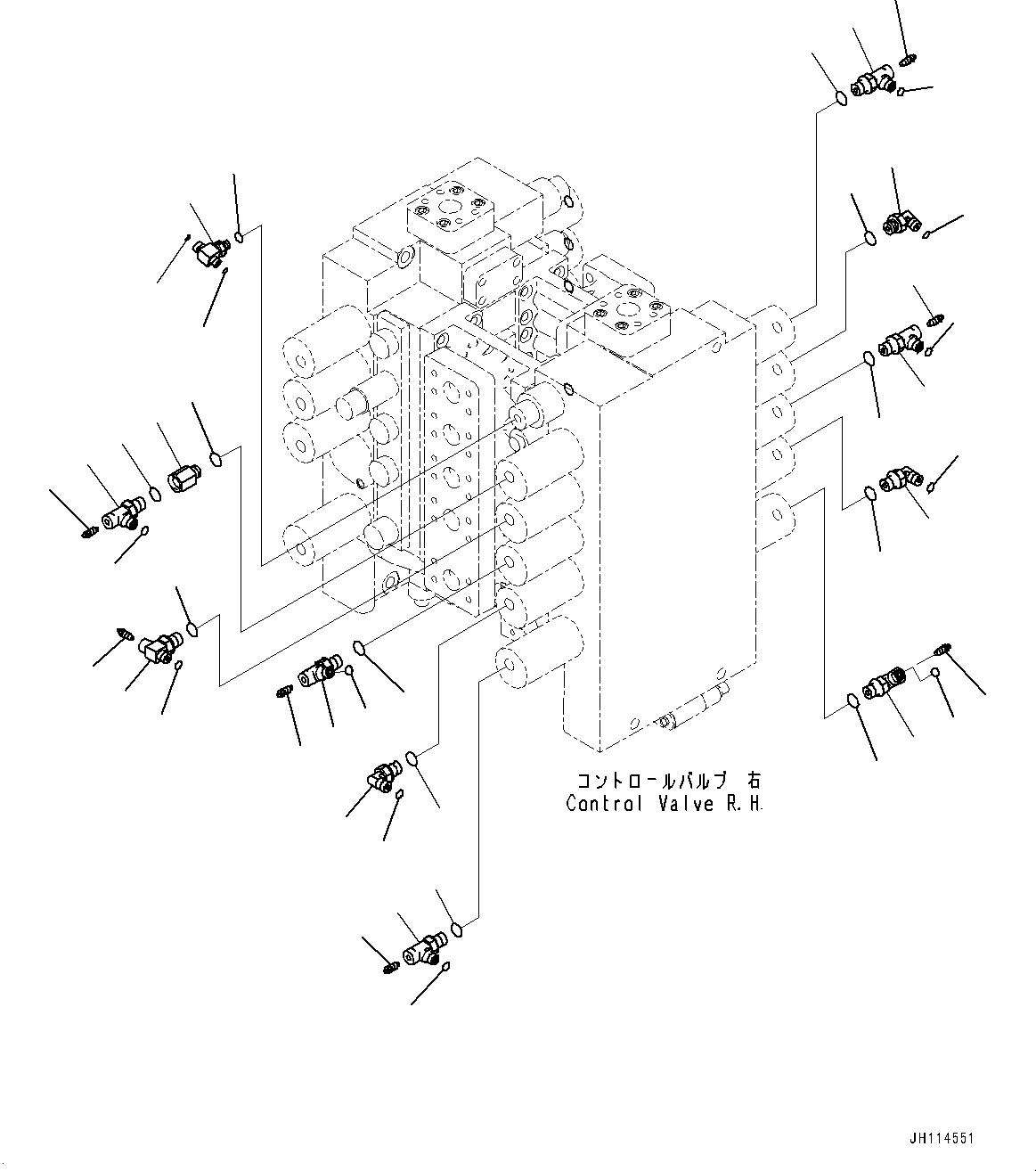 Komatsu parts book diagram for PC2000-11R S/N 31001-UP: CONTROL VALVE, JOINT PARTS, R.H. (1/2) (LOADING SHOVEL, BOTTOM DUMP TYPE)(#30001-)