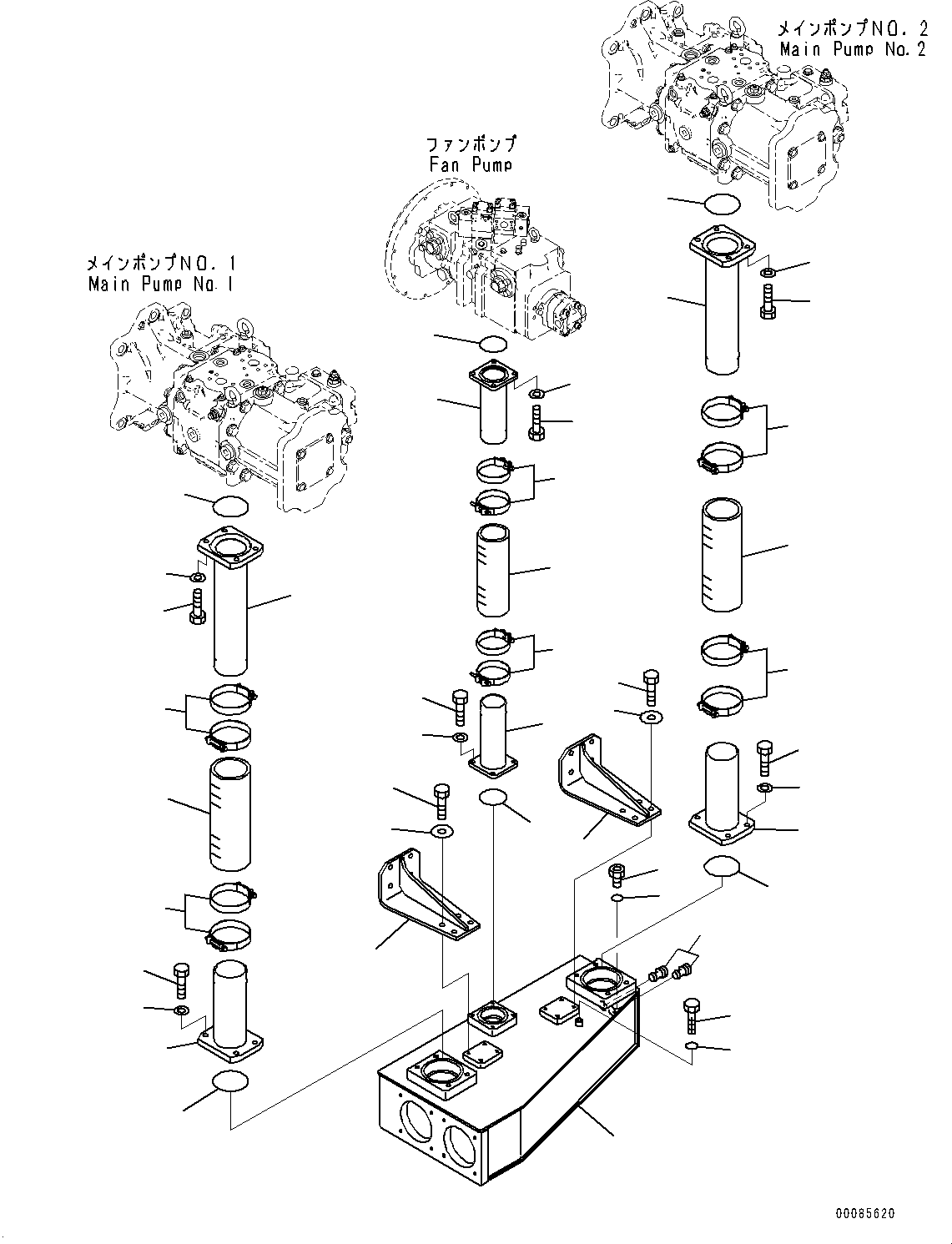 Komatsu parts book diagram for PC2000-11R S/N 31001-UP: SUCTION PIPING, ENGINE SIDE(#30001-)