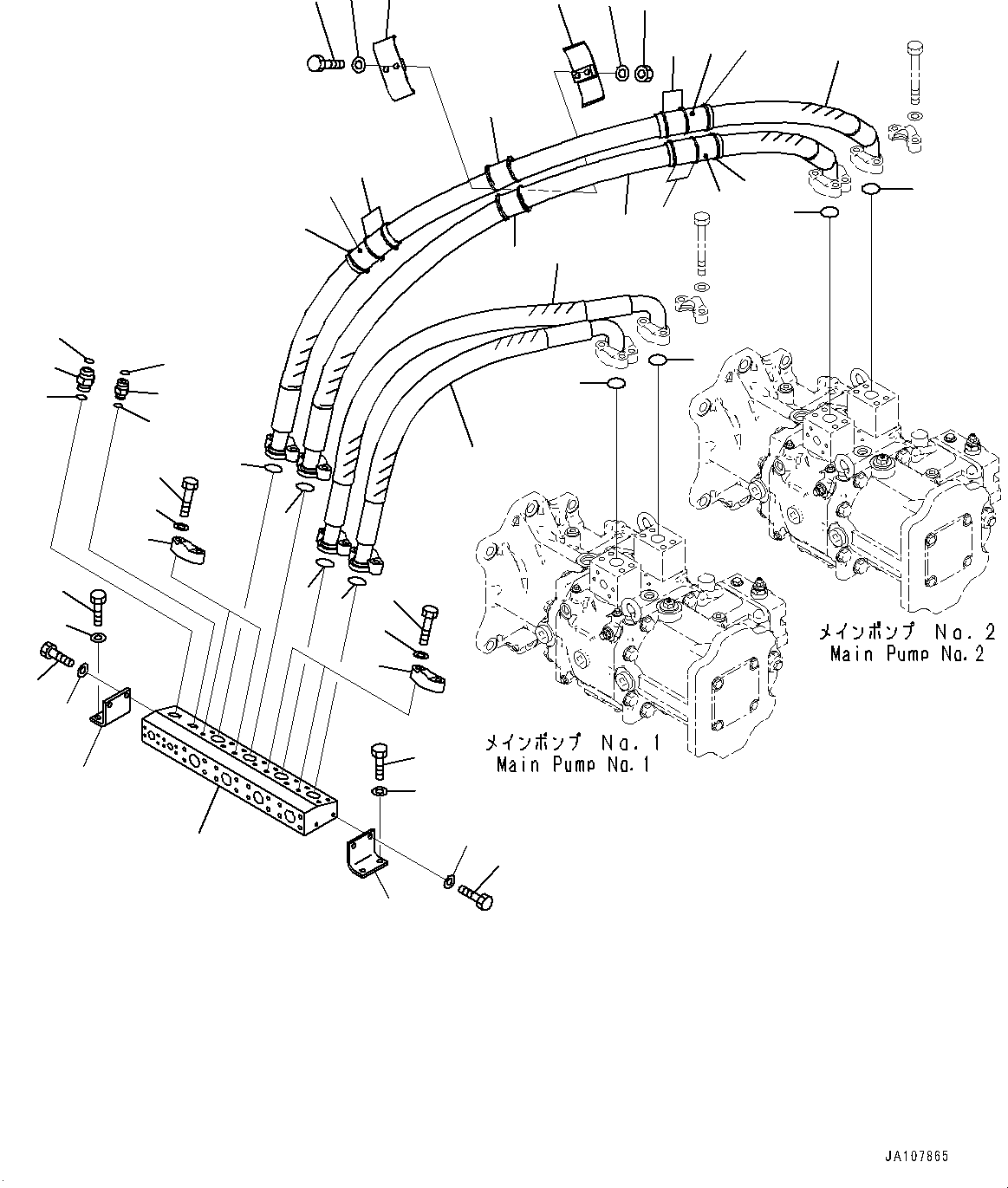 Komatsu parts book diagram for PC2000-11R S/N 31001-UP: DELIVERY PIPING, PUMP TO BLOCK(#30001-)