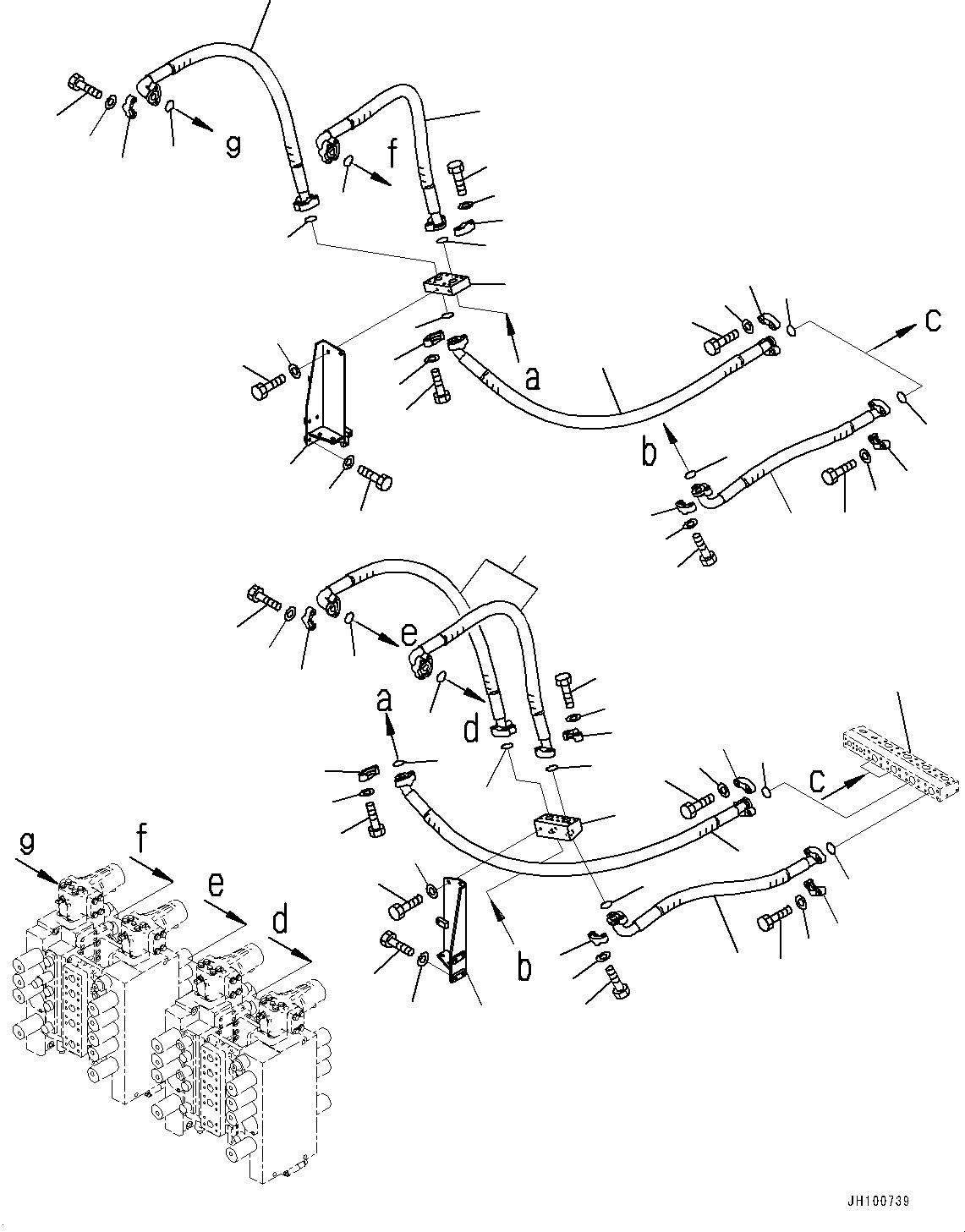 Komatsu parts book diagram for PC2000-11R S/N 31001-UP: DELIVERY PIPING, BLOCK TO CONTROL VALVE(#30001-)