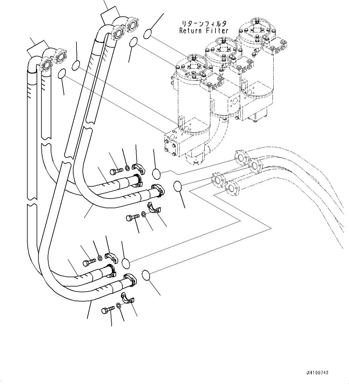 Komatsu parts book diagram for PC2000-11R S/N 31001-UP: OIL COOLER PIPING, HOSE(#30001-)