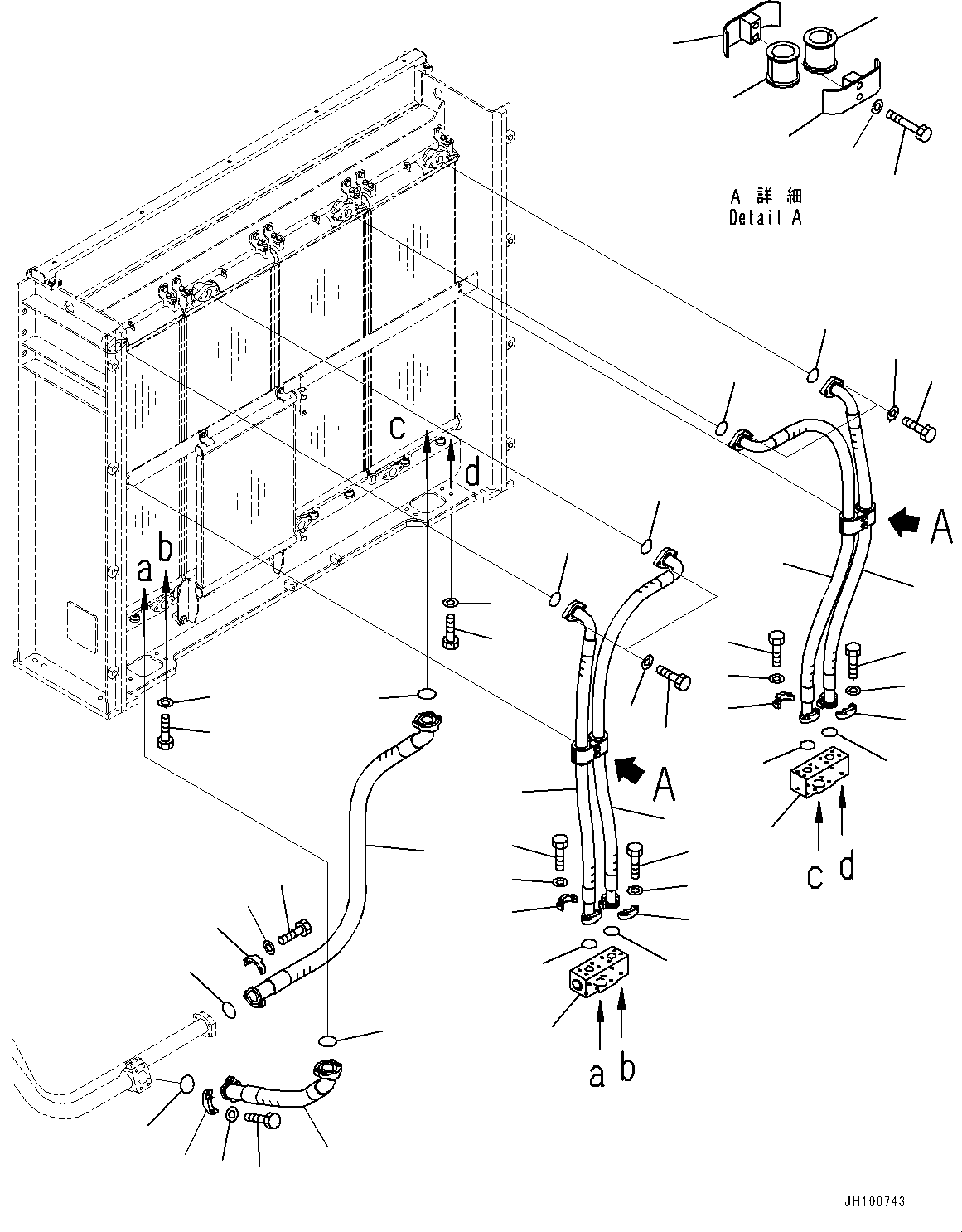 Komatsu parts book diagram for PC2000-11R S/N 31001-UP: OIL COOLER PIPING, COOLING SIDE (1/2)(#30001-)