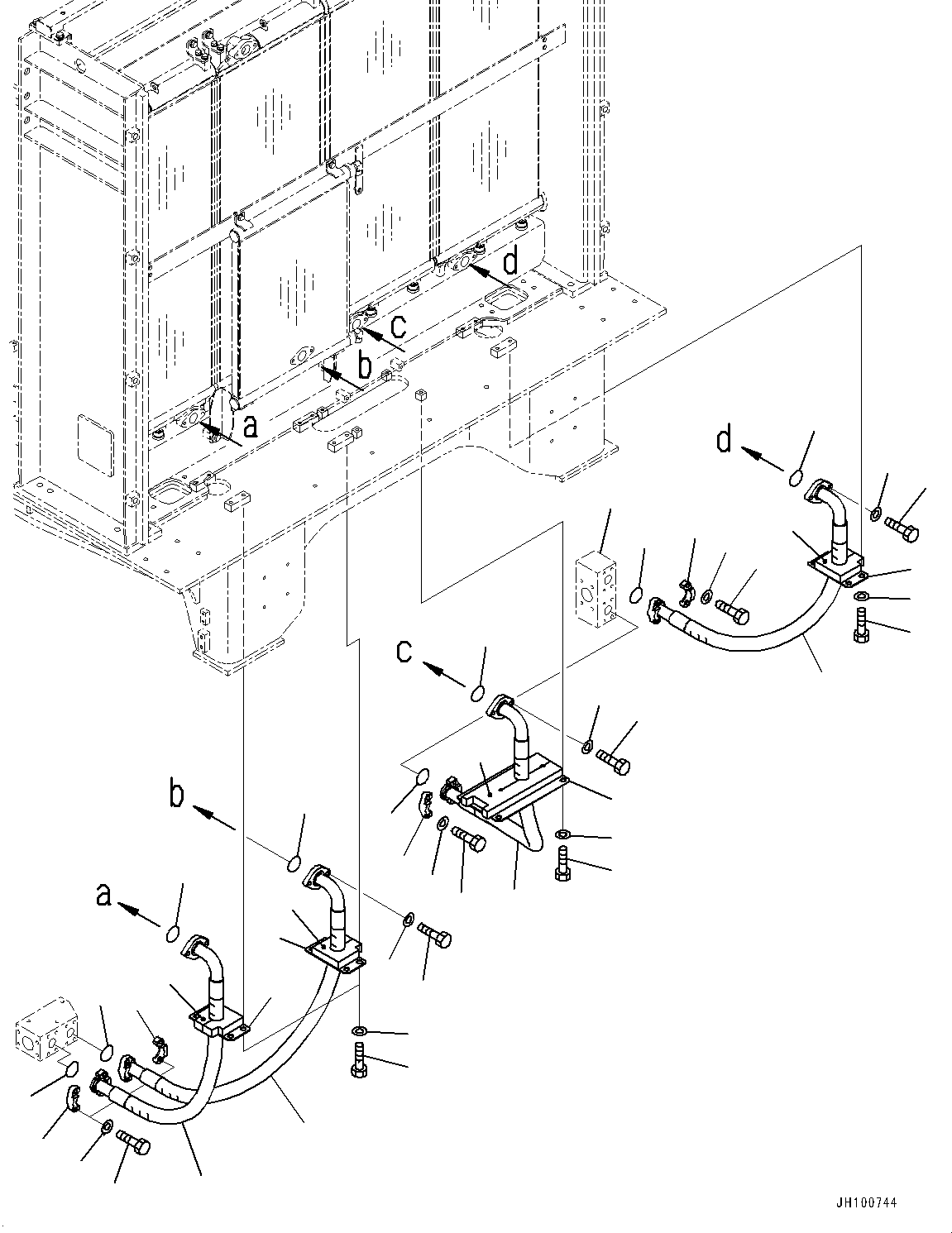 Komatsu parts book diagram for PC2000-11R S/N 31001-UP: OIL COOLER PIPING, COOLING SIDE (2/2)(#30001-)