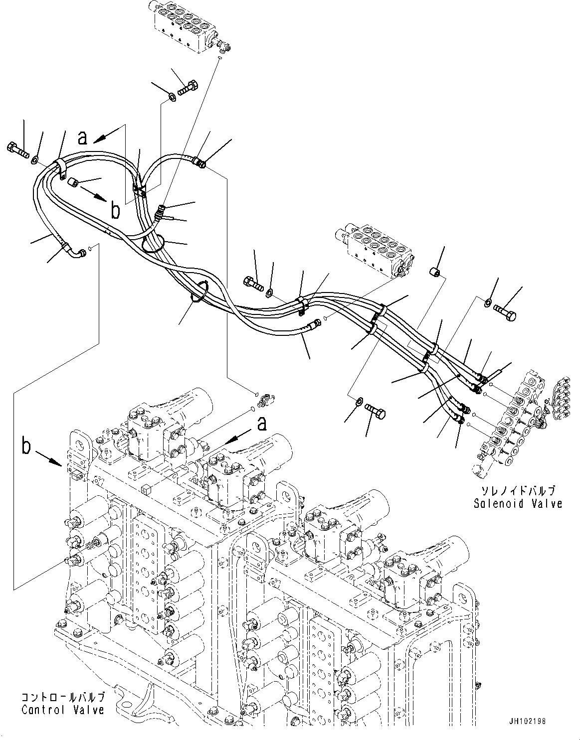 Komatsu parts book diagram for PC2000-11R S/N 31001-UP: SOLENOID VALVE PIPING, (2/3)(#30001-)