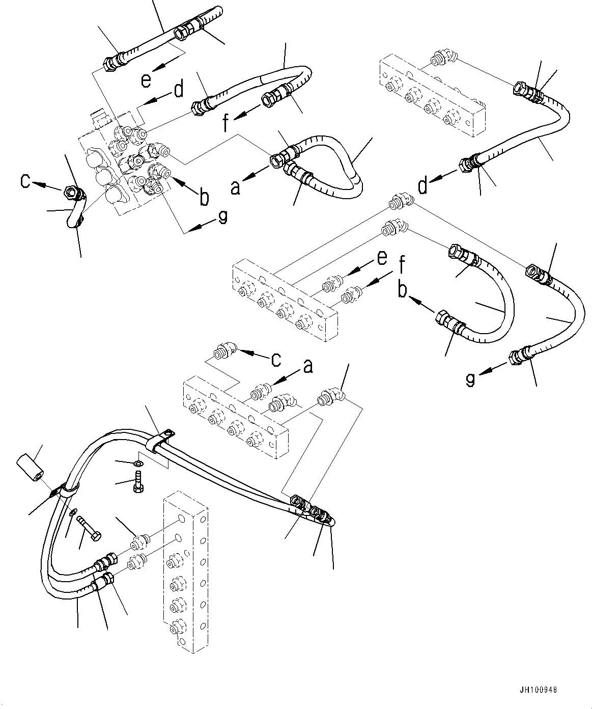 Komatsu parts book diagram for PC2000-11R S/N 31001-UP: PROPORTIONAL PRESSURE CONTROL (PPC) WORK PIPING, PIPING (1/4)(#30001-)