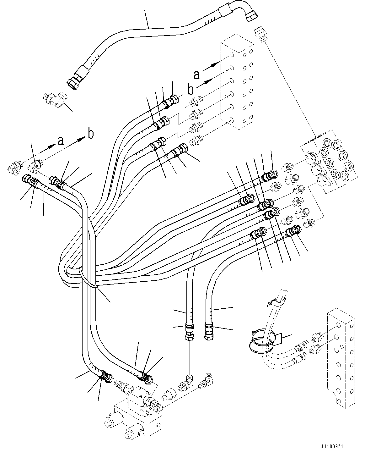 Komatsu parts book diagram for PC2000-11R S/N 31001-UP: PROPORTIONAL PRESSURE CONTROL (PPC) WORK PIPING, PIPING (3/4)(#30001-)