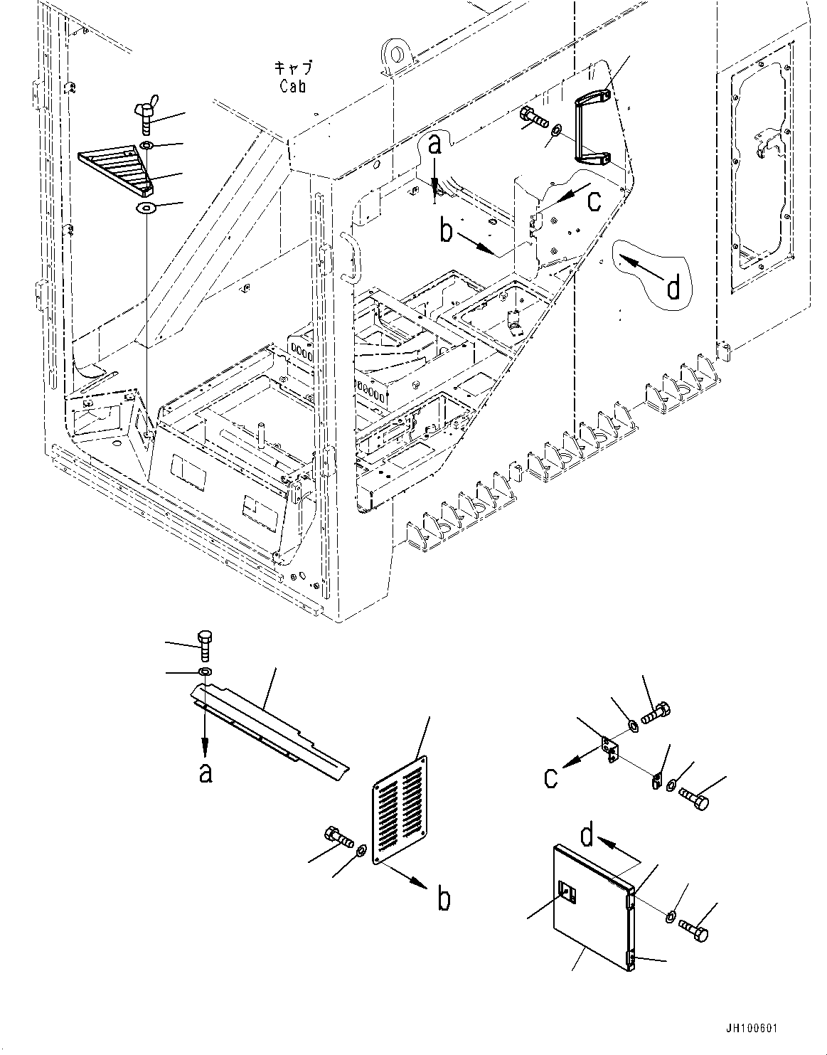 Komatsu parts book diagram for PC2000-11R S/N 31001-UP: CAB, ACCESSORY PARTS (1/2)(#31001-)