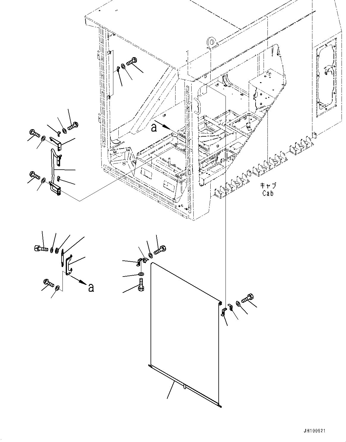 Komatsu parts book diagram for PC2000-11R S/N 31001-UP: CAB, CURTAIN (1/3)(#31001-)