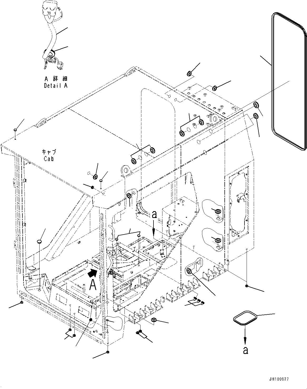 Komatsu parts book diagram for PC2000-11R S/N 31001-UP: CAB, GROMMET (1/2) (KOMTRAX PLUS, WITH WI-FI ANTENNA)(#31001-)