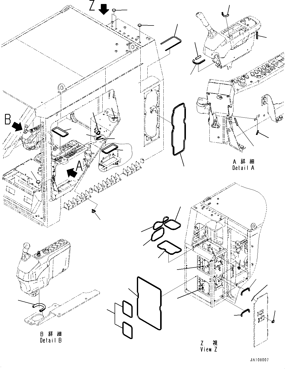 Komatsu parts book diagram for PC2000-11R S/N 31001-UP: CAB, GROMMET (2/2)(#31001-)