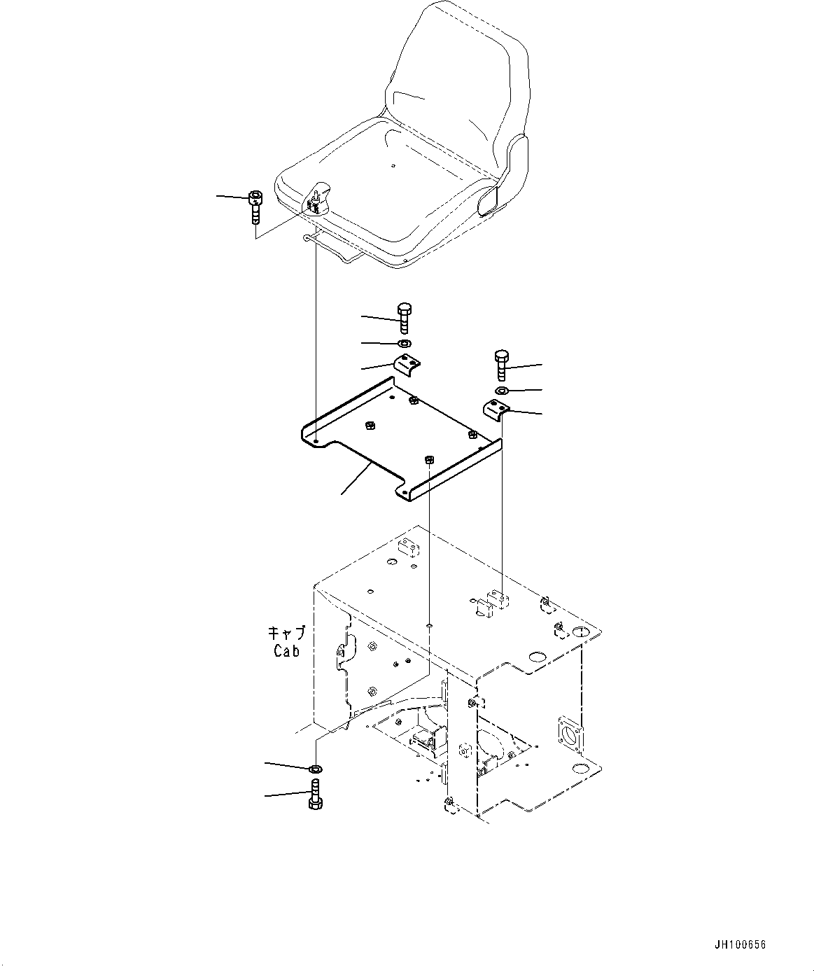 Komatsu parts book diagram for PC2000-11R S/N 31001-UP: CAB, SUB SEAT MOUNTING(#31001-)