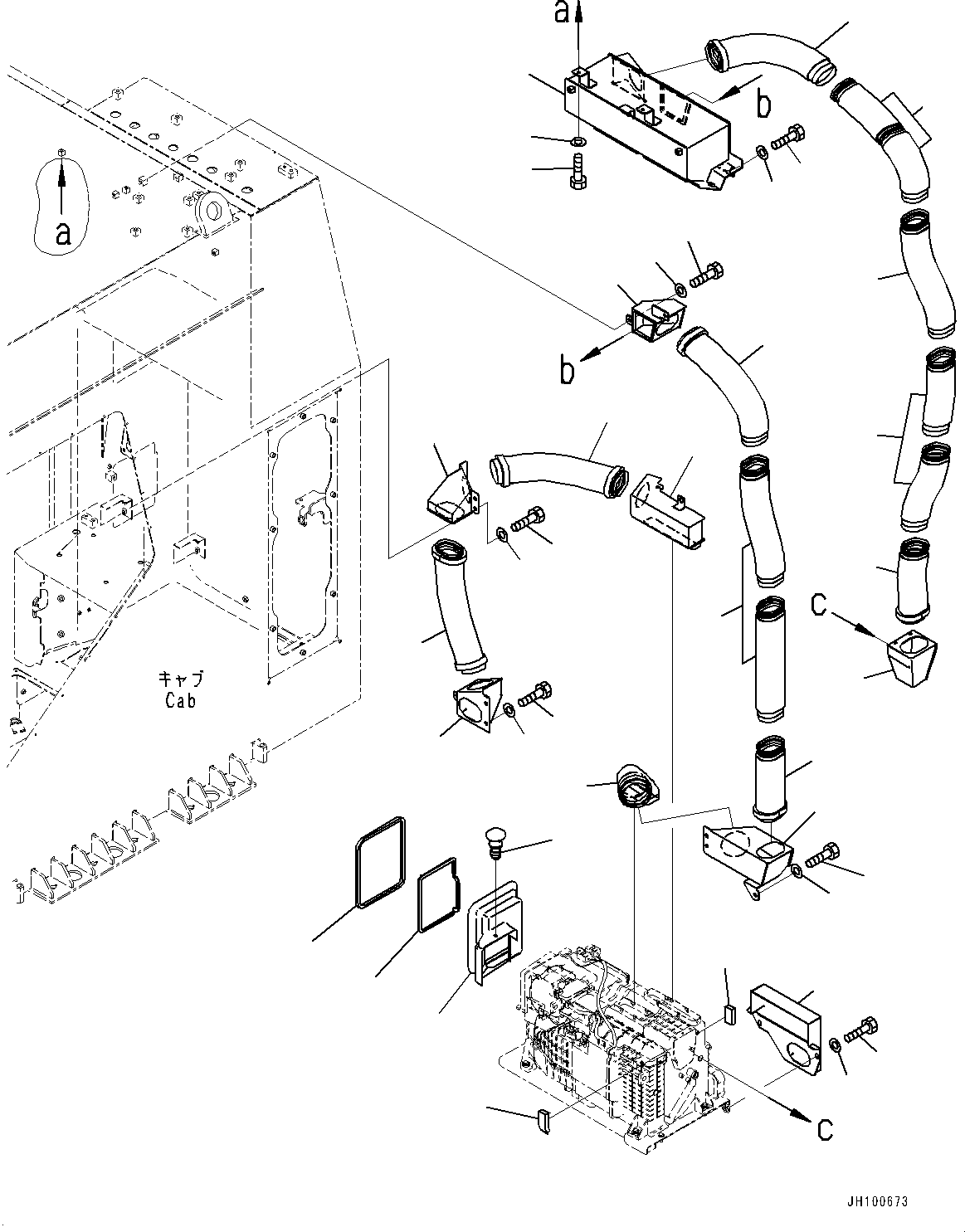 Komatsu parts book diagram for PC2000-11R S/N 31001-UP: CAB, AIR CONDITIONER DUCT (3/4)(#31001-)