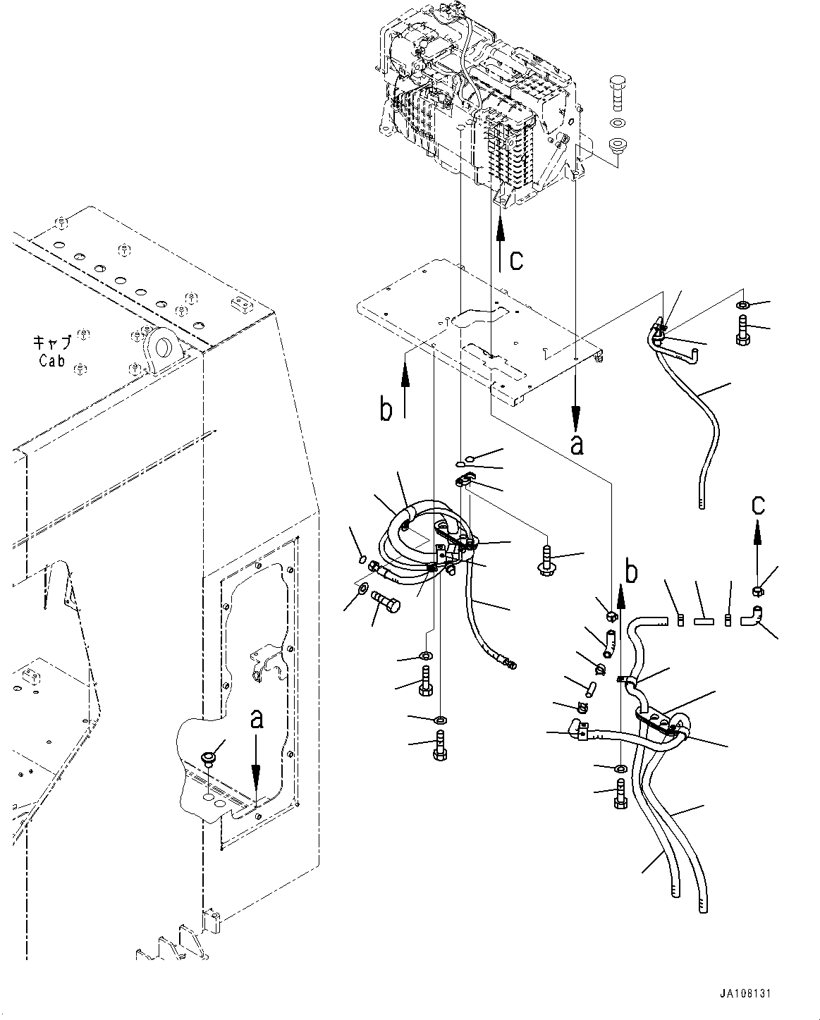 Komatsu parts book diagram for PC2000-11R S/N 31001-UP: CAB, AIR CONDITIONER PIPING (1/2)(#31001-)