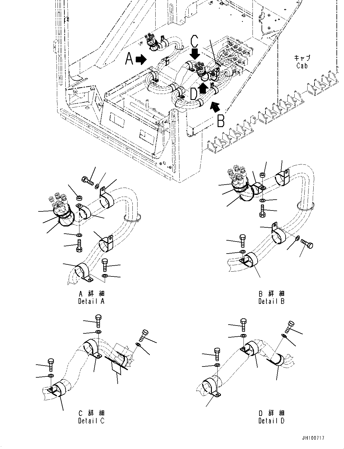 Komatsu parts book diagram for PC2000-11R S/N 31001-UP: CAB, PPC VALVE PIPING CLAMP(#31001-)