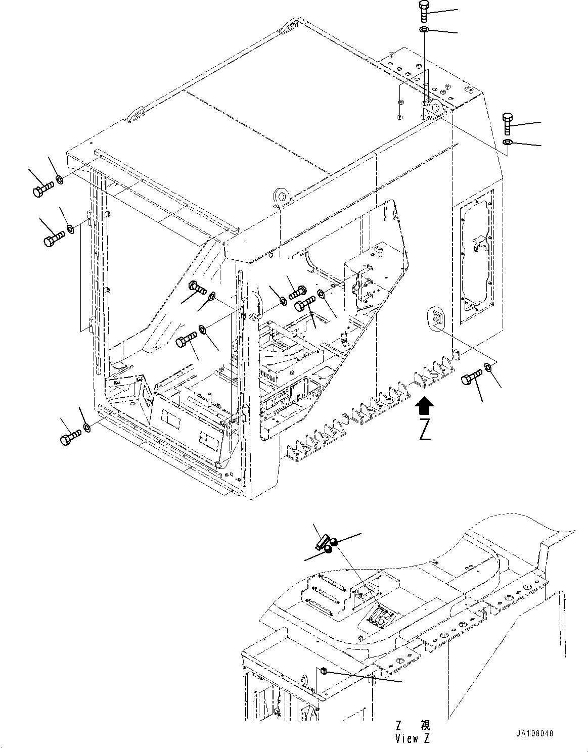 Komatsu parts book diagram for PC2000-11R S/N 31001-UP: CAB, BLIND PARTS(#31001-)