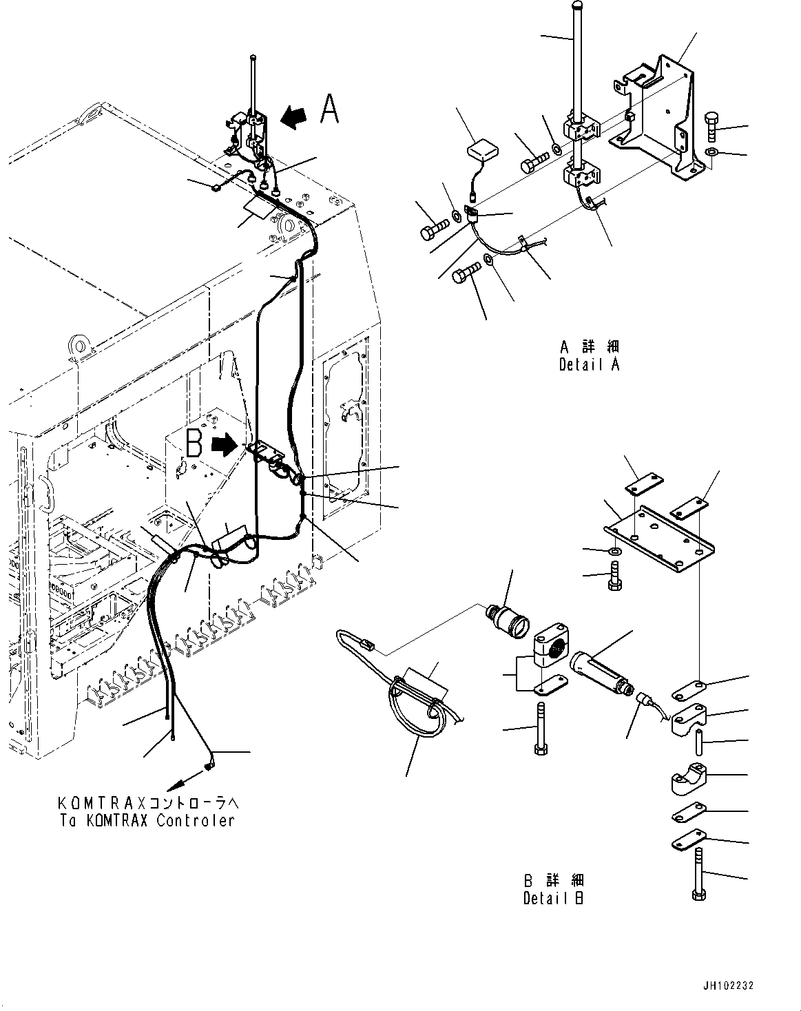Komatsu parts book diagram for PC2000-11R S/N 31001-UP: CAB, KOMTRAX ANTENNA (KOMTRAX PLUS, WITH WI-FI ANTENNA)(#31001-)