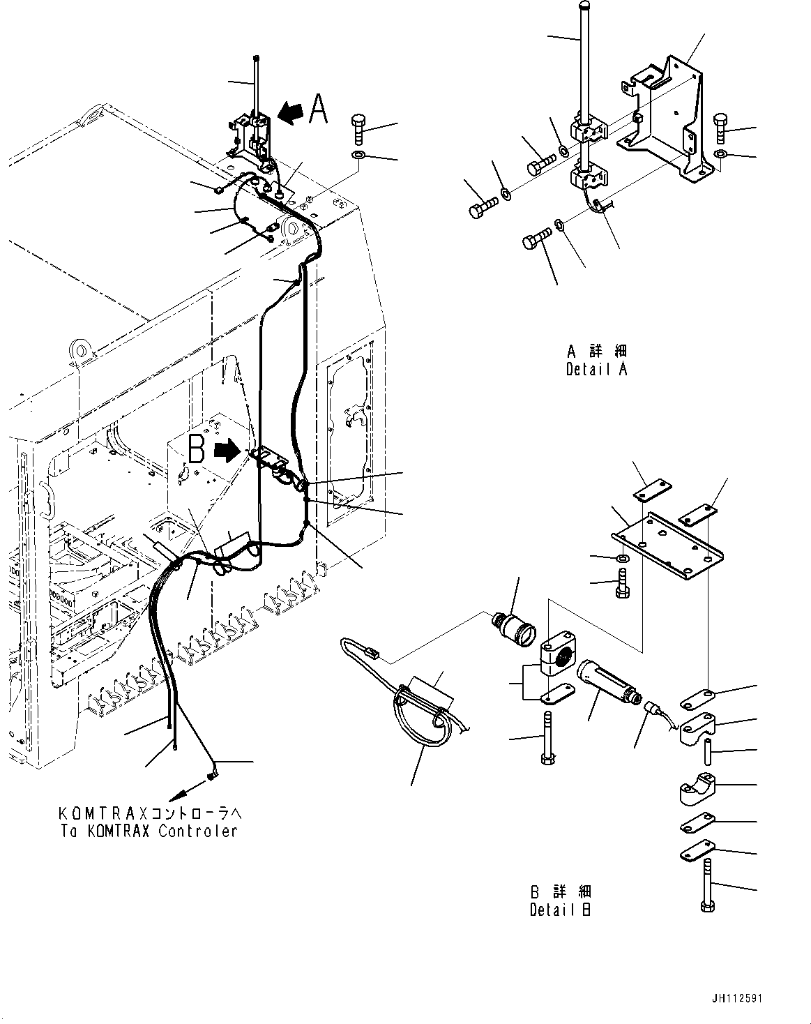 Komatsu parts book diagram for PC2000-11R S/N 31001-UP: CAB, KOMTRAX ANTENNA (KOMTRAX PLUS, ORBCOMM, WITH WI-FI ANTENNA)(#31001-)