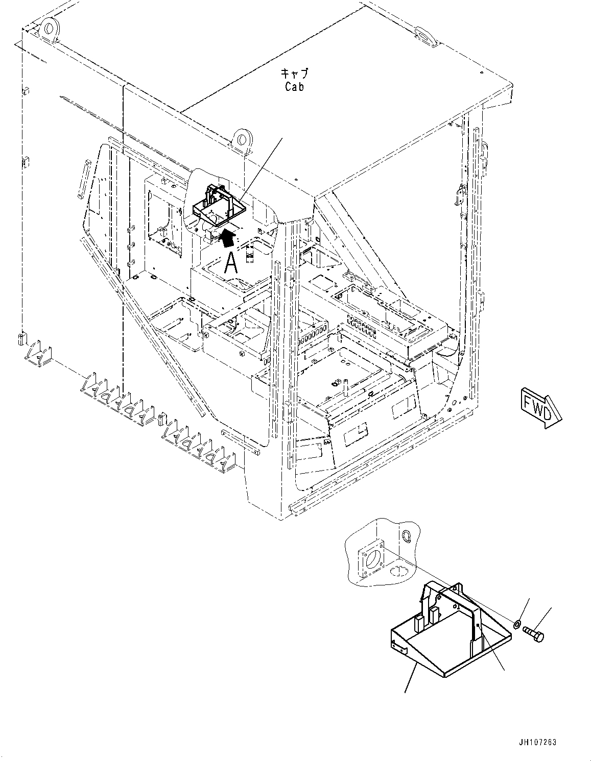 Komatsu parts book diagram for PC2000-11R S/N 31001-UP: FIRST AID BOX, BRACKET(#30001-)
