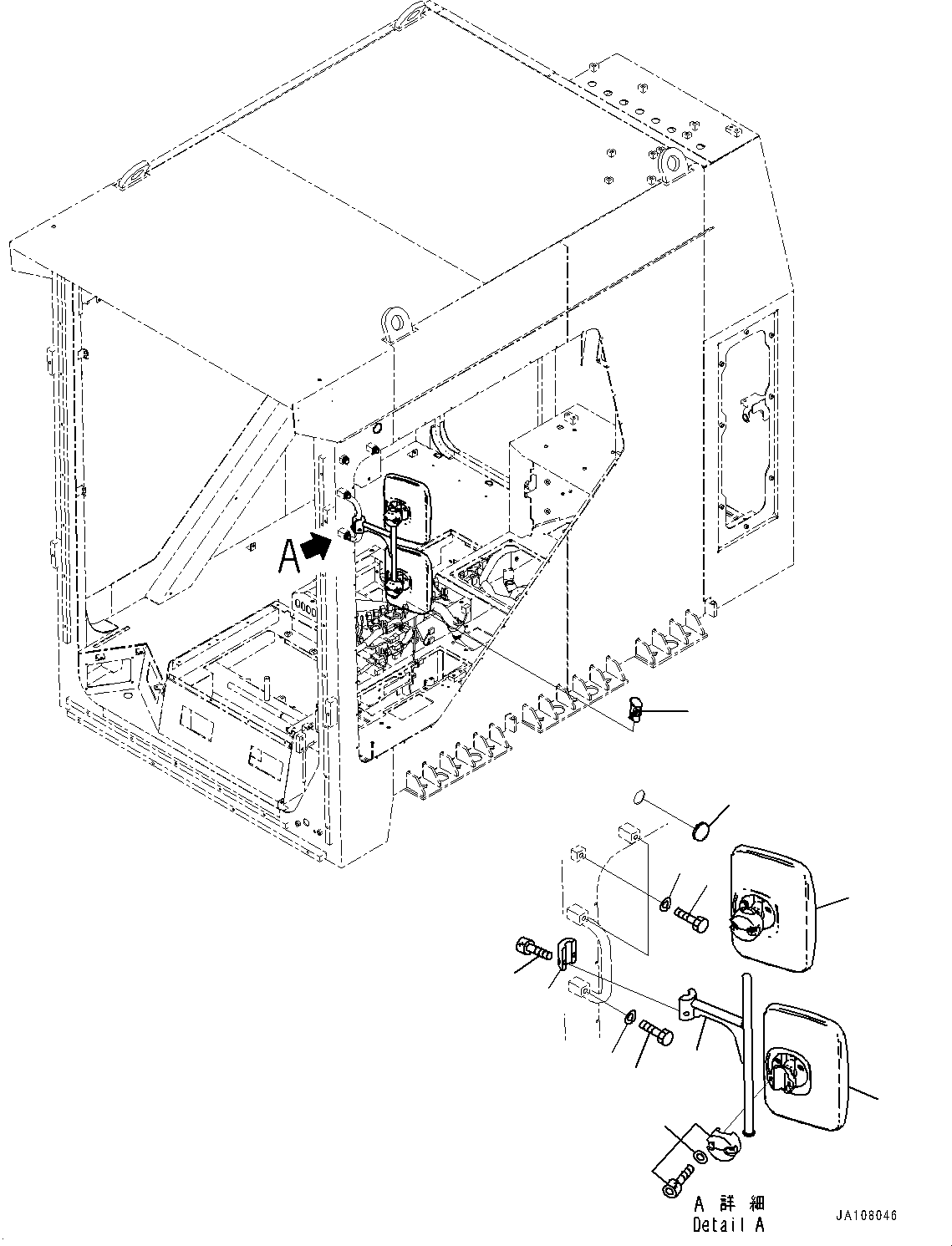 Komatsu parts book diagram for PC2000-11R S/N 31001-UP: REARVIEW MIRROR, MIRROR(#31001-)