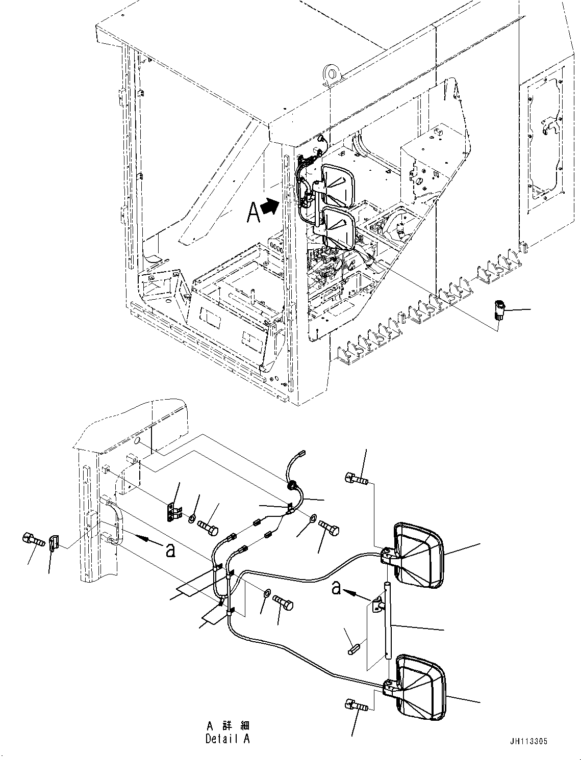 Komatsu parts book diagram for PC2000-11R S/N 31001-UP: REARVIEW MIRROR, MIRROR (HEATER)(#31001-)