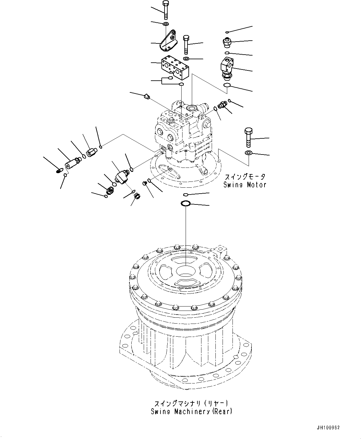 Komatsu parts book diagram for PC2000-11R S/N 31001-UP: SWING MOTOR, RELATED PARTS, REAR(#30001-)