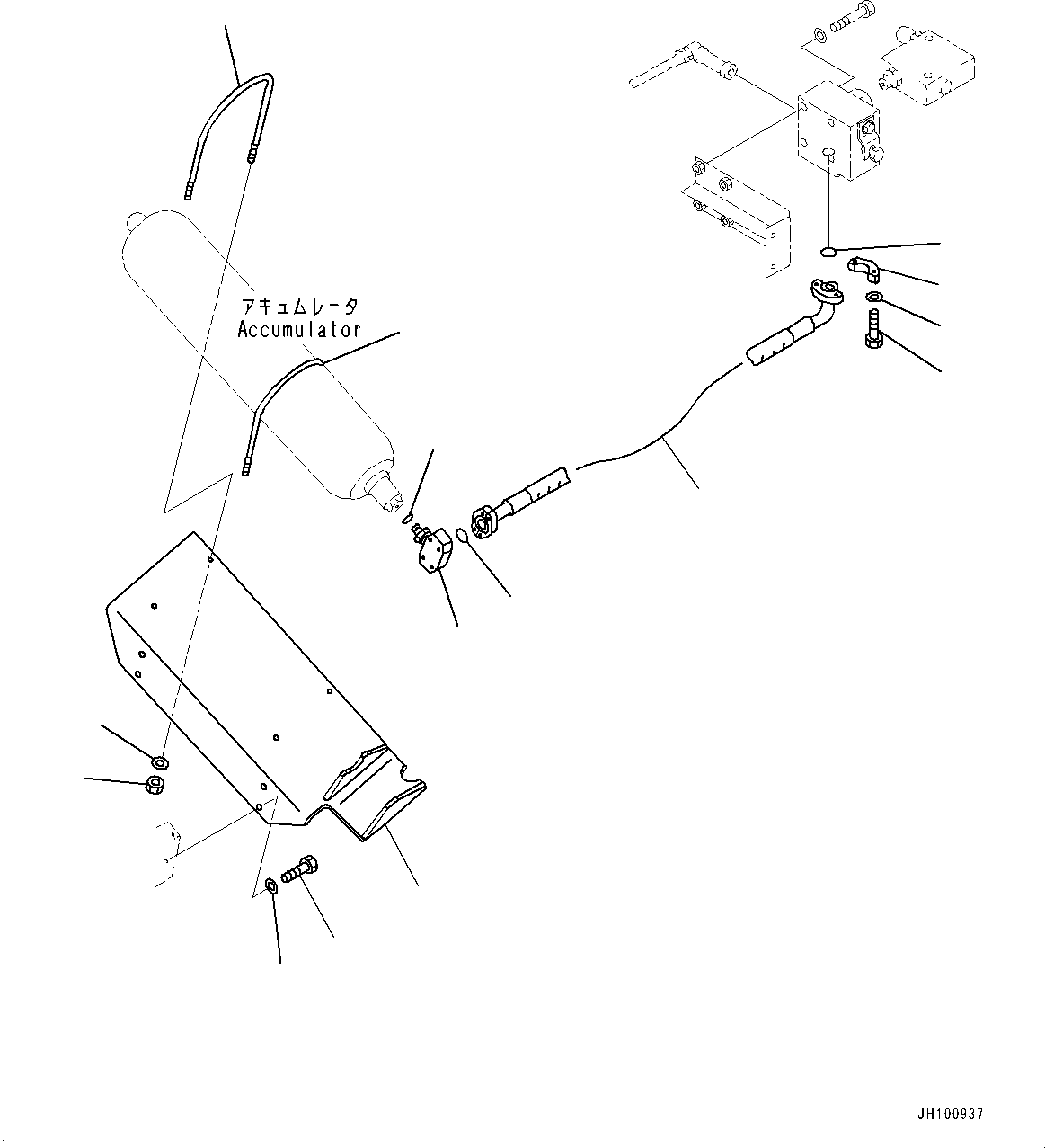 Komatsu parts book diagram for PC2000-11R S/N 31001-UP: HYDRAULIC IDLER CUSHION (HIC) PIPING, REDUCING VALVE TO ACCUMULATOR(#30001-)