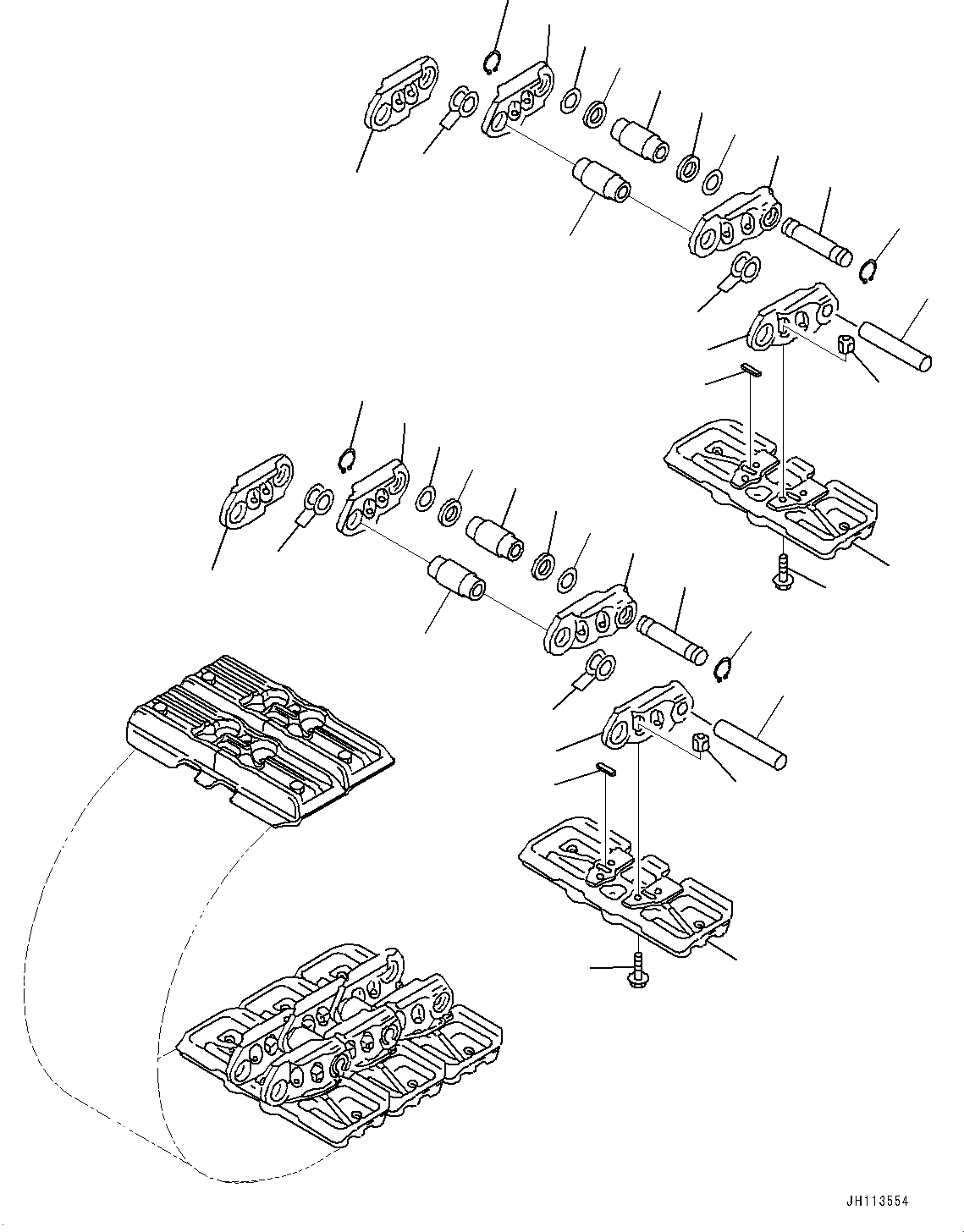 Komatsu parts book diagram for PC2000-11R S/N 31001-UP: TRACK SHOE ASSEMBLY, (HOLED TRIPLE GROUSER SHOE, 1010MM WIDTH, GREASE SEALED TYPE, 98 SET)(#30001-)