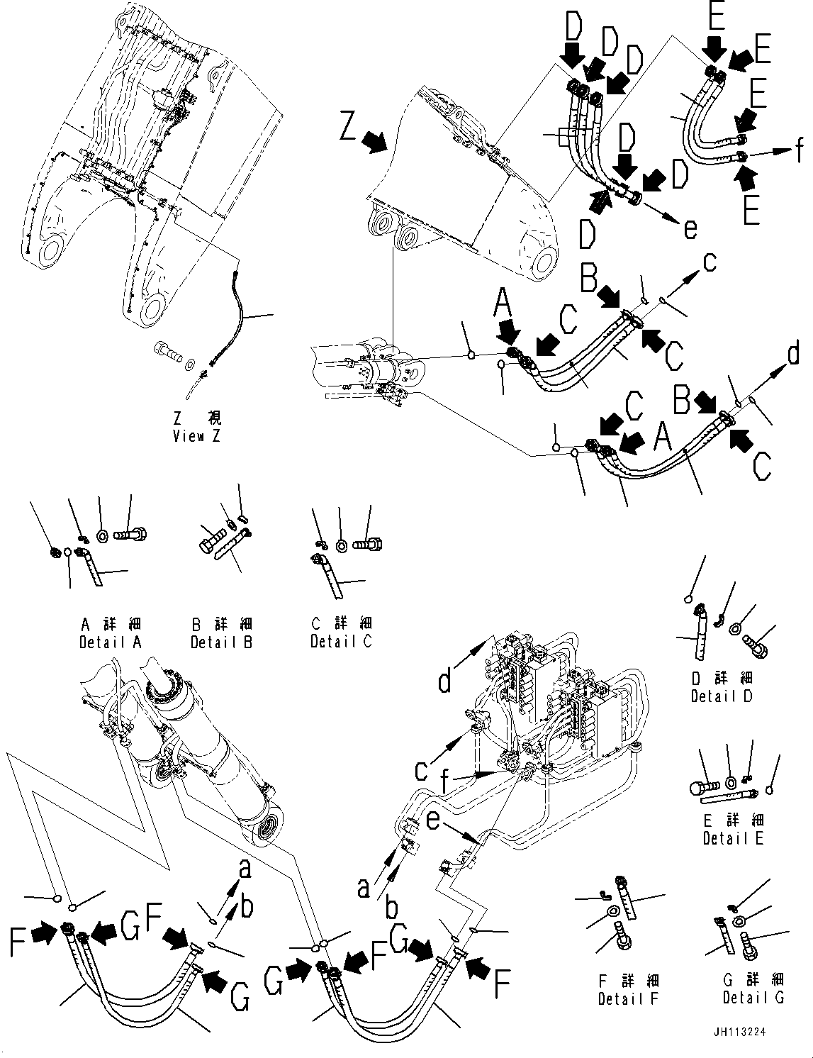 Komatsu parts book diagram for PC2000-11R S/N 31001-UP: BOOM CYLINDER PIPING, (LOADING SHOVEL, BOTTOM DUMP TYPE)(#30001-)