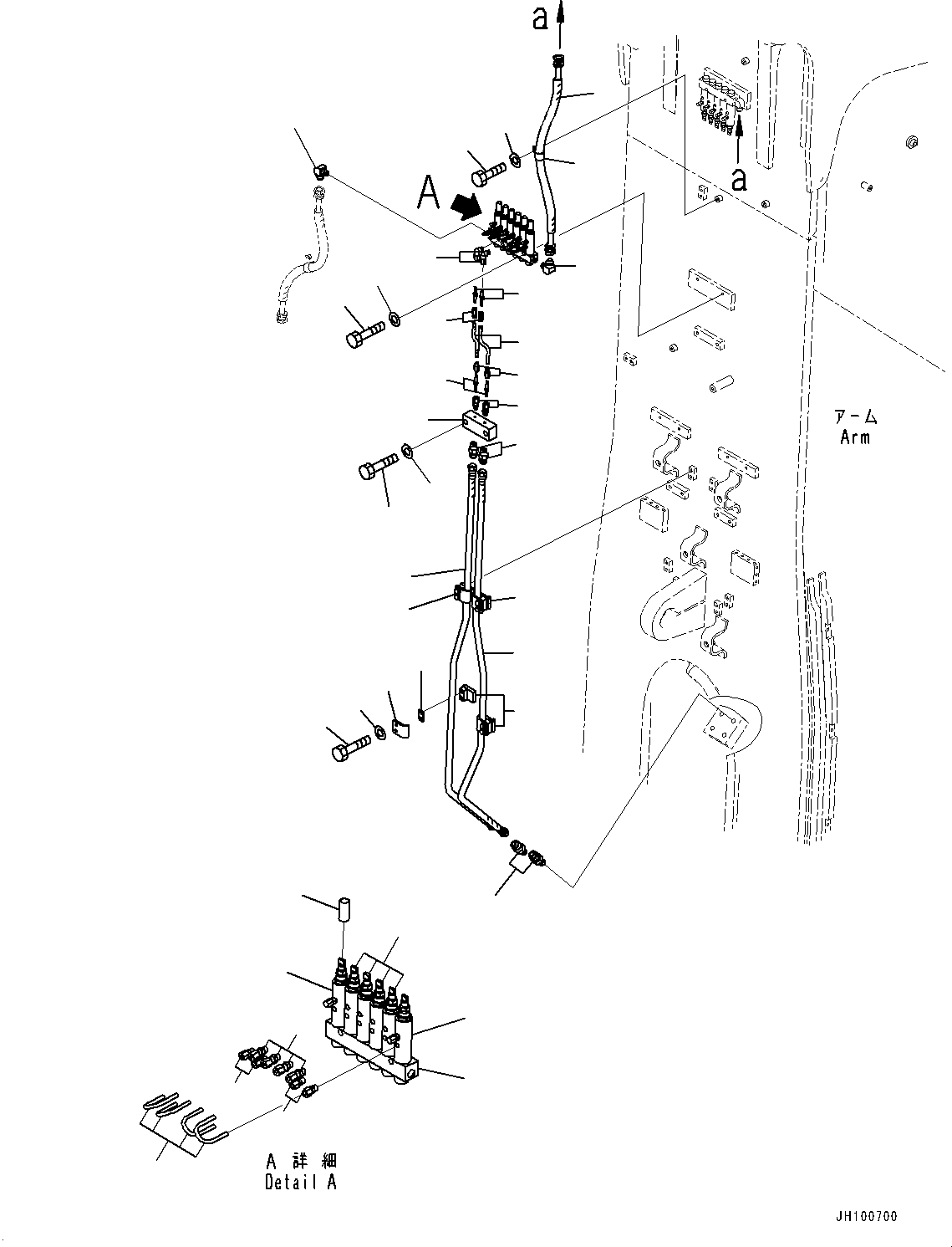 Komatsu parts book diagram for PC2000-11R S/N 31001-UP: ARM, LUBRICATION PIPING (2/6)(#31001-)